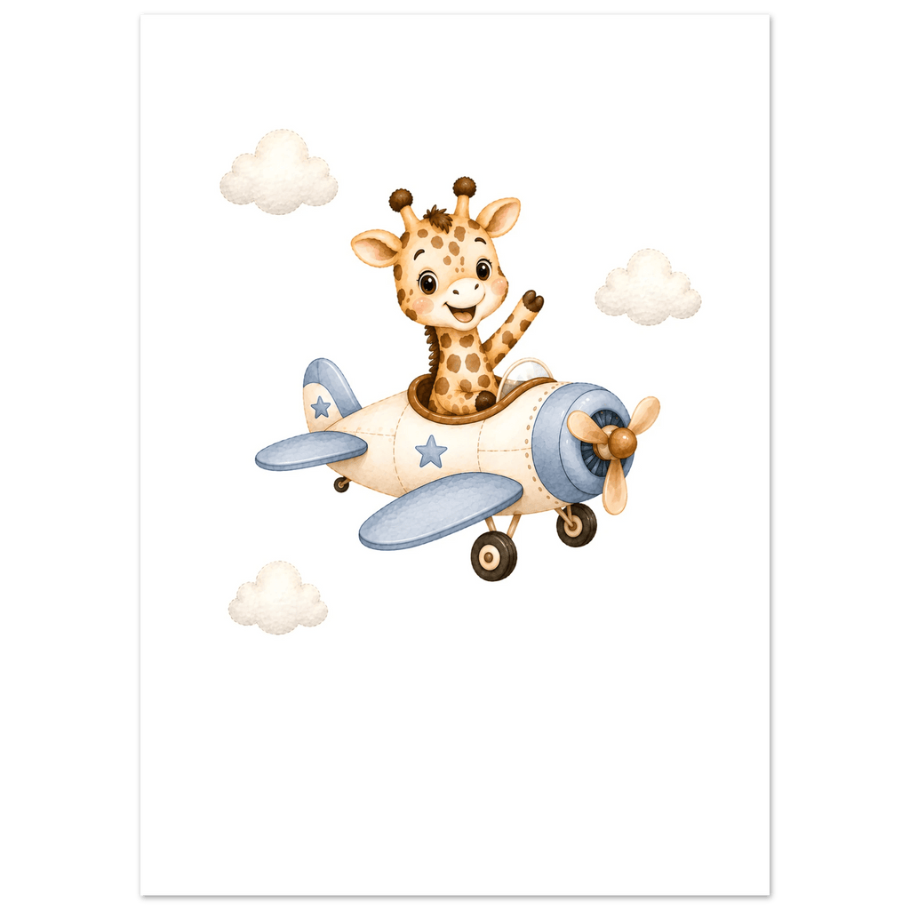 Giraff i flygplan med namn poster