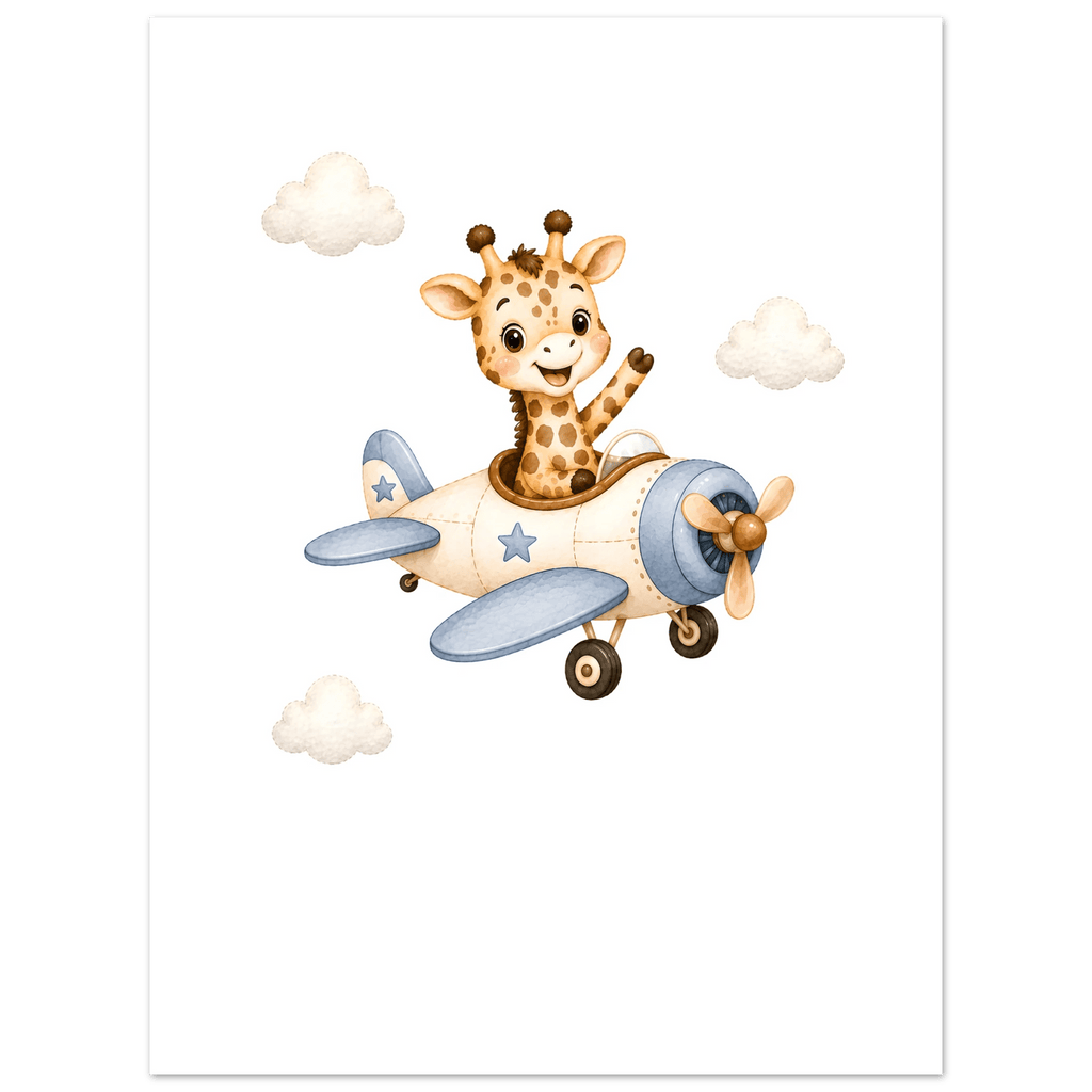 Giraff i flygplan med namn poster