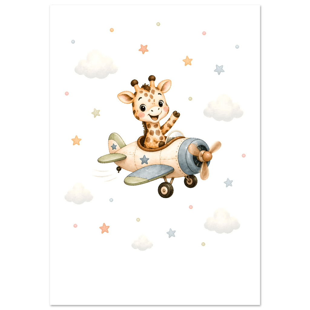 Giraff i flygplan med namn poster