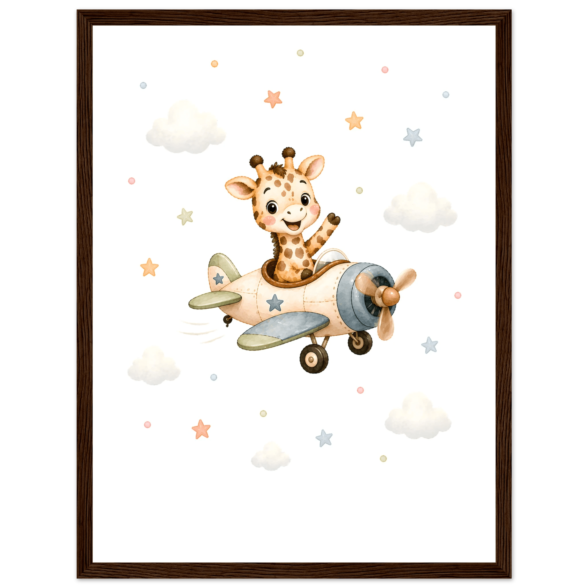 Giraff i flygplan med namn poster