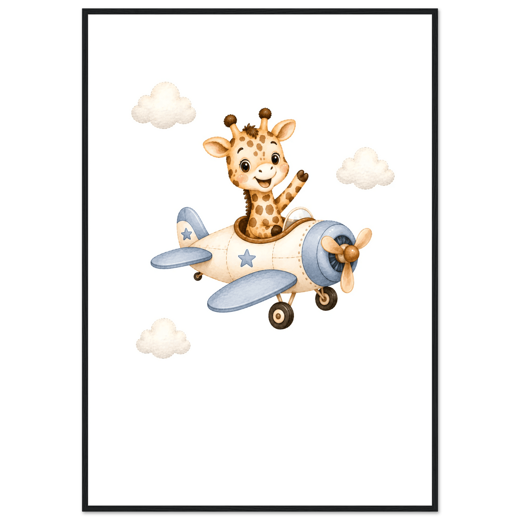 Giraff i flygplan med namn poster