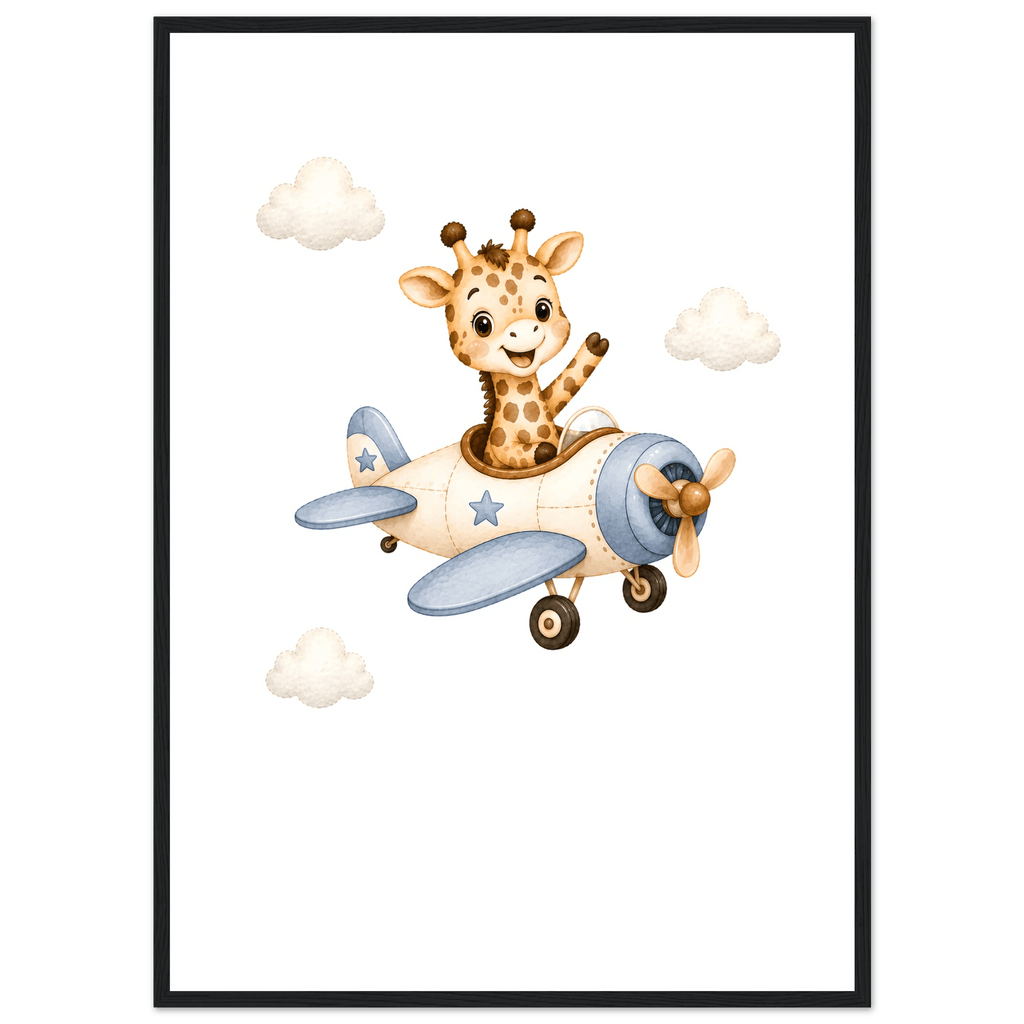Giraff i flygplan med namn poster
