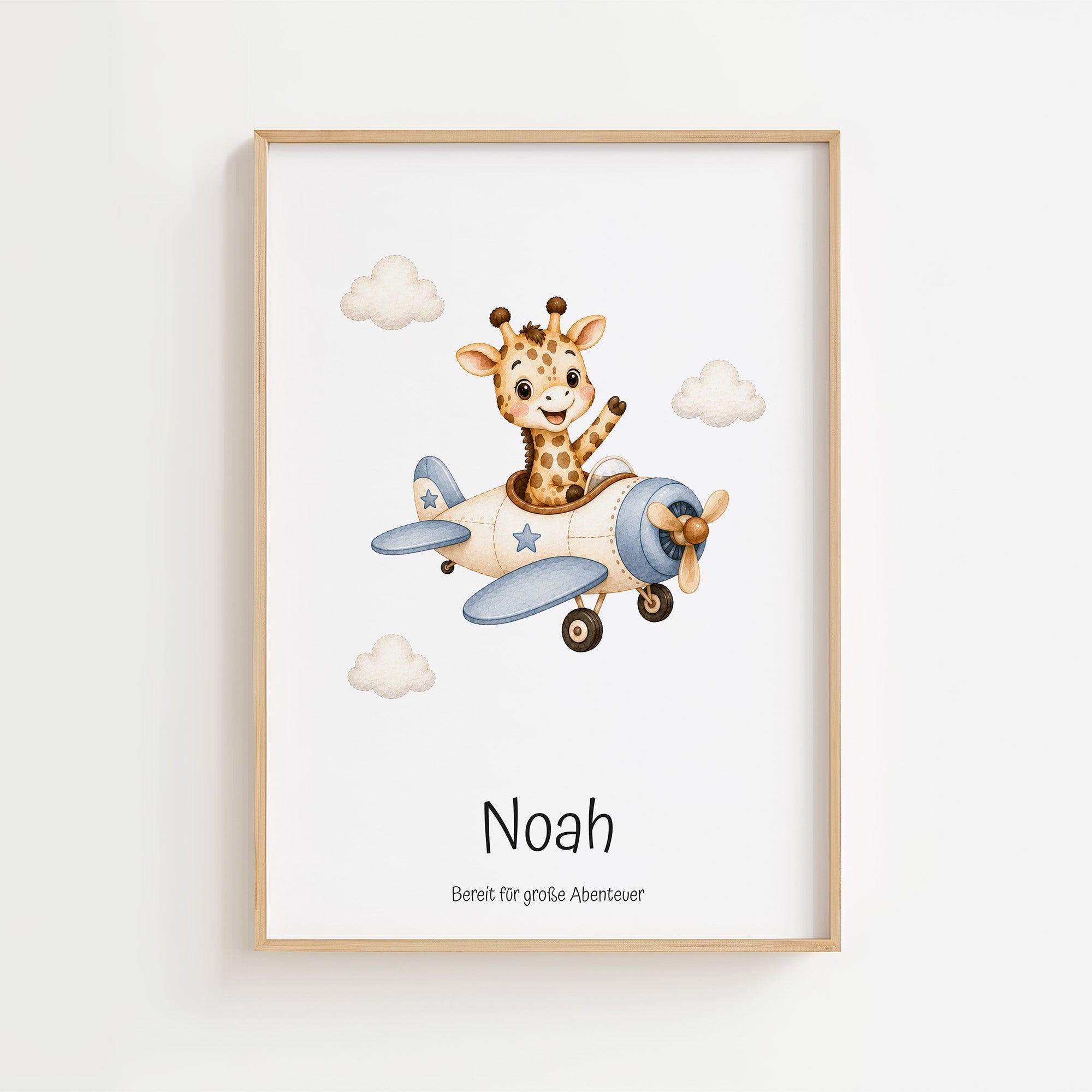 Giraff i flygplan med namn poster
