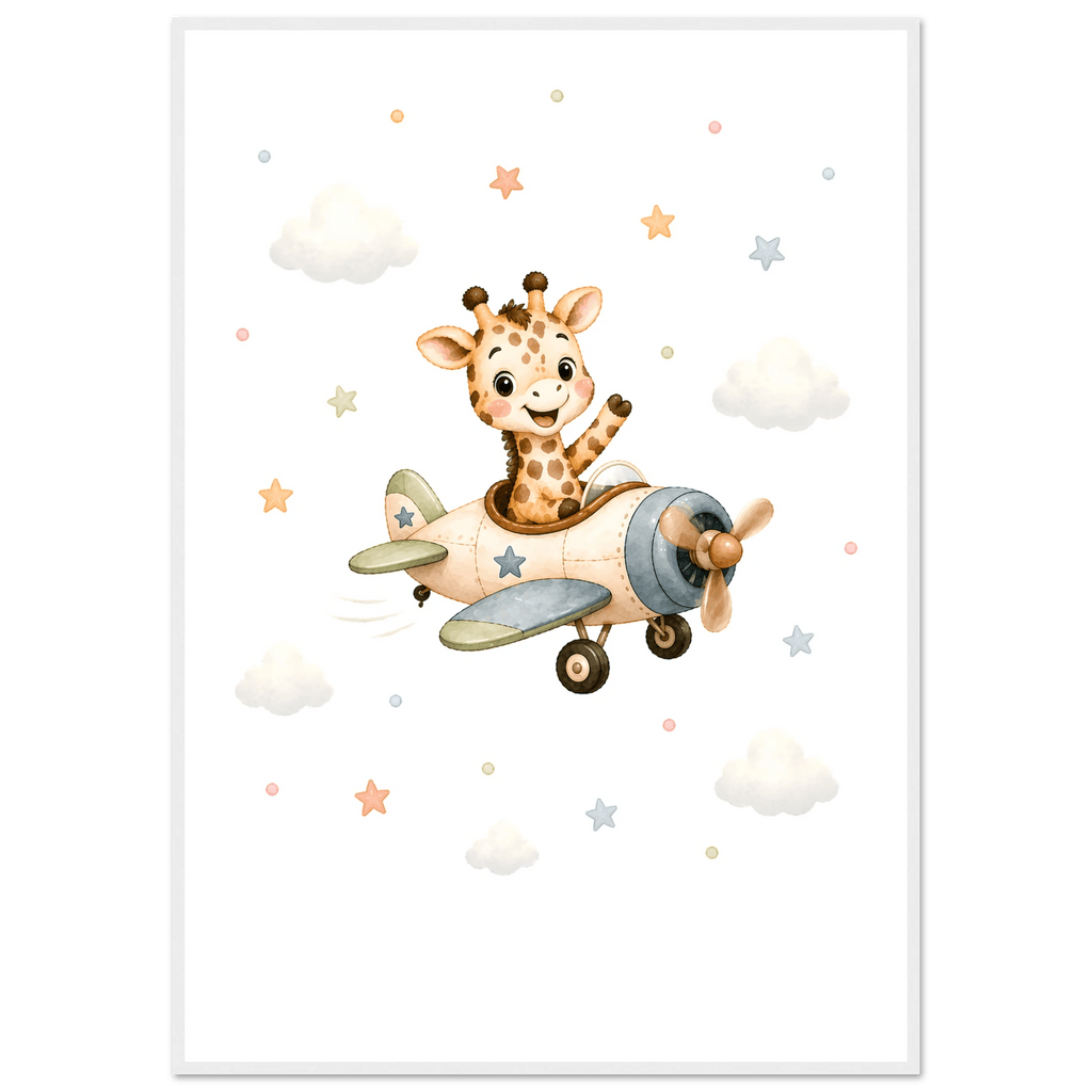 Giraff i flygplan med namn poster