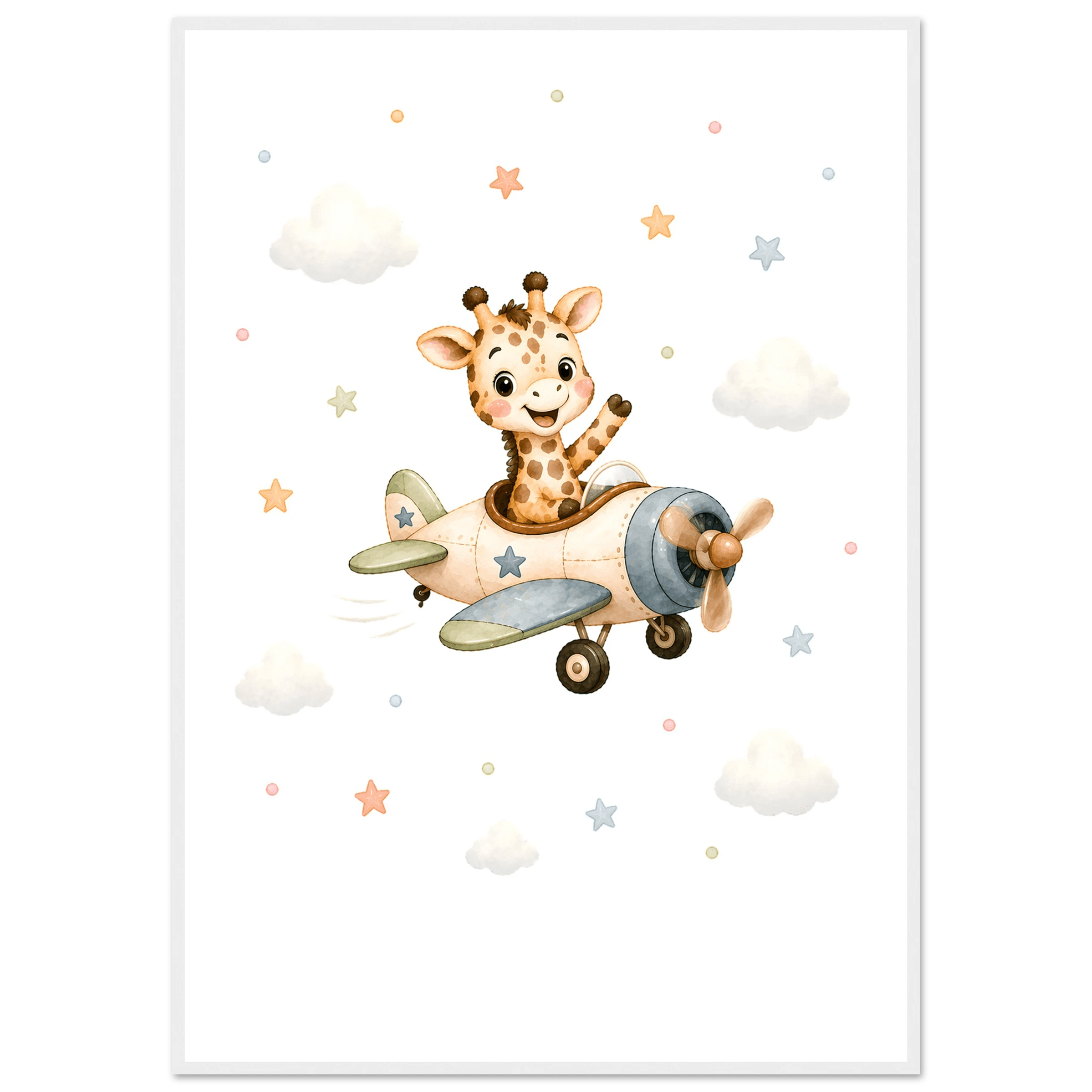 Giraff i flygplan med namn poster