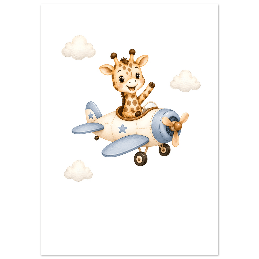 Giraff i flygplan med namn poster