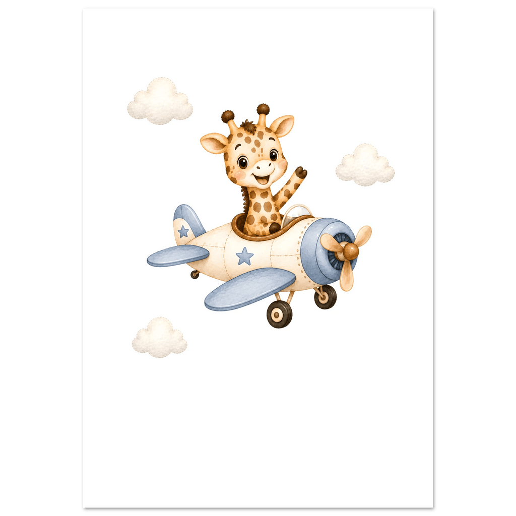 Giraff i flygplan med namn poster