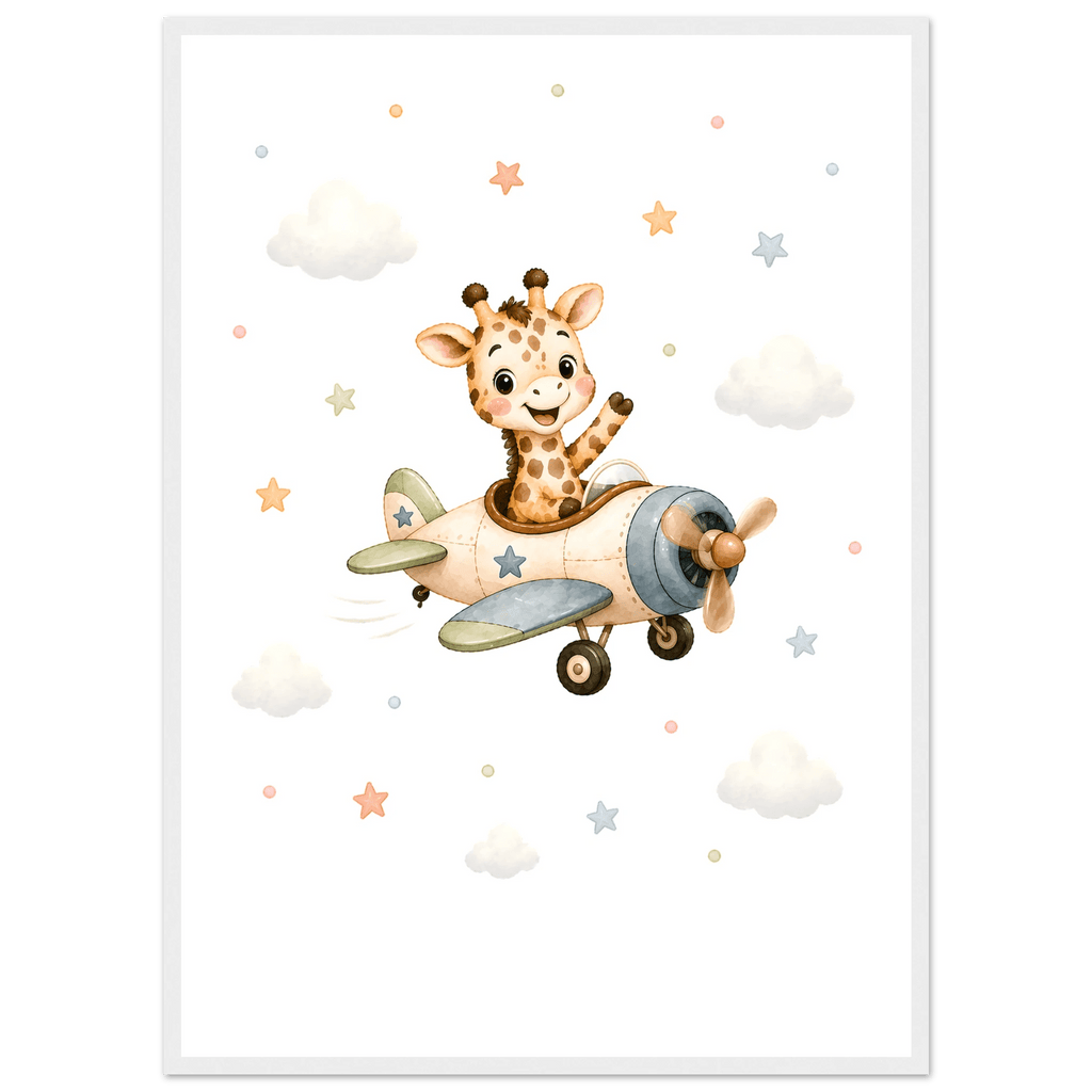 Giraff i flygplan med namn poster