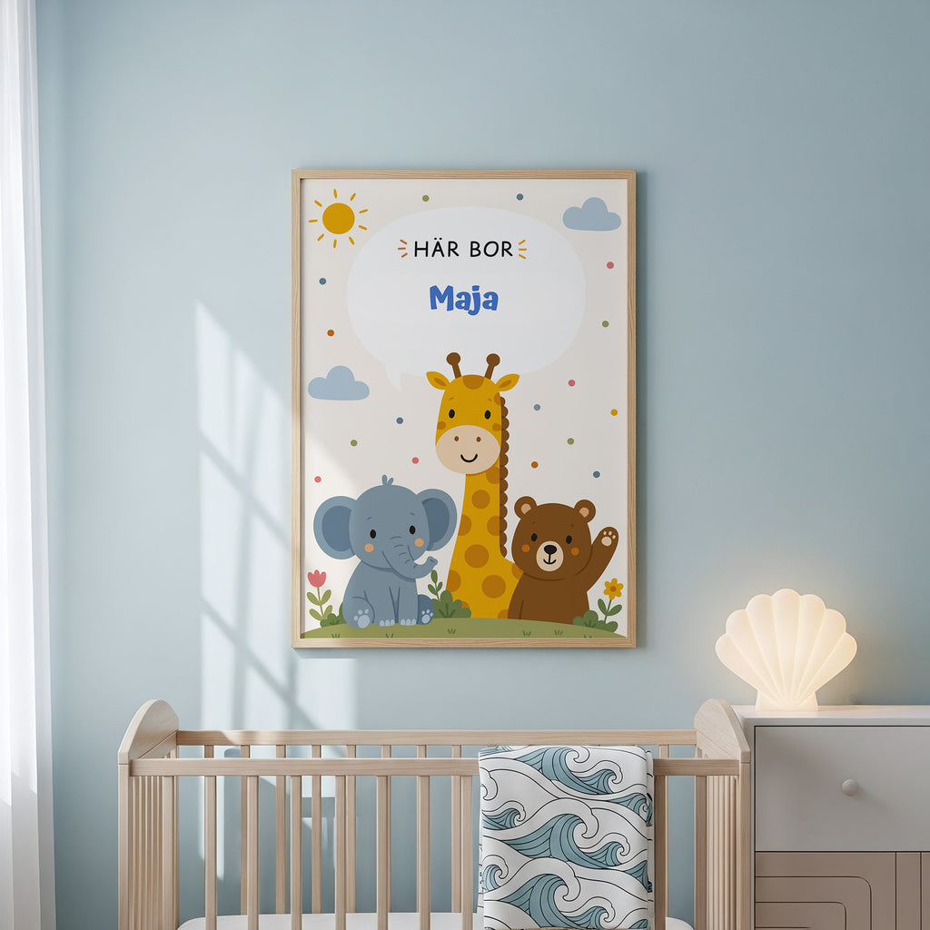 Personalized animal name poster | 💙 Lives here