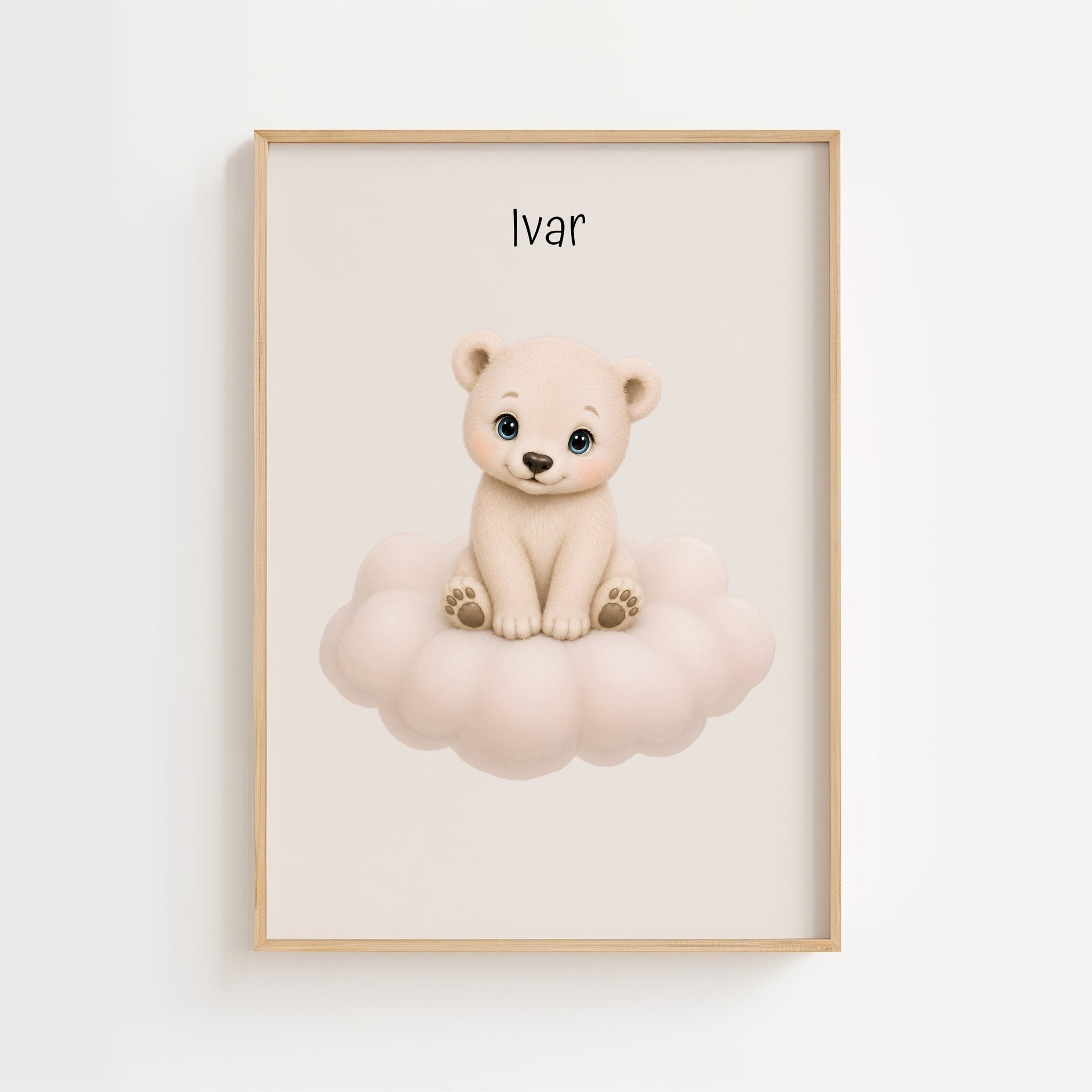 Isbjörn på moln med namn poster