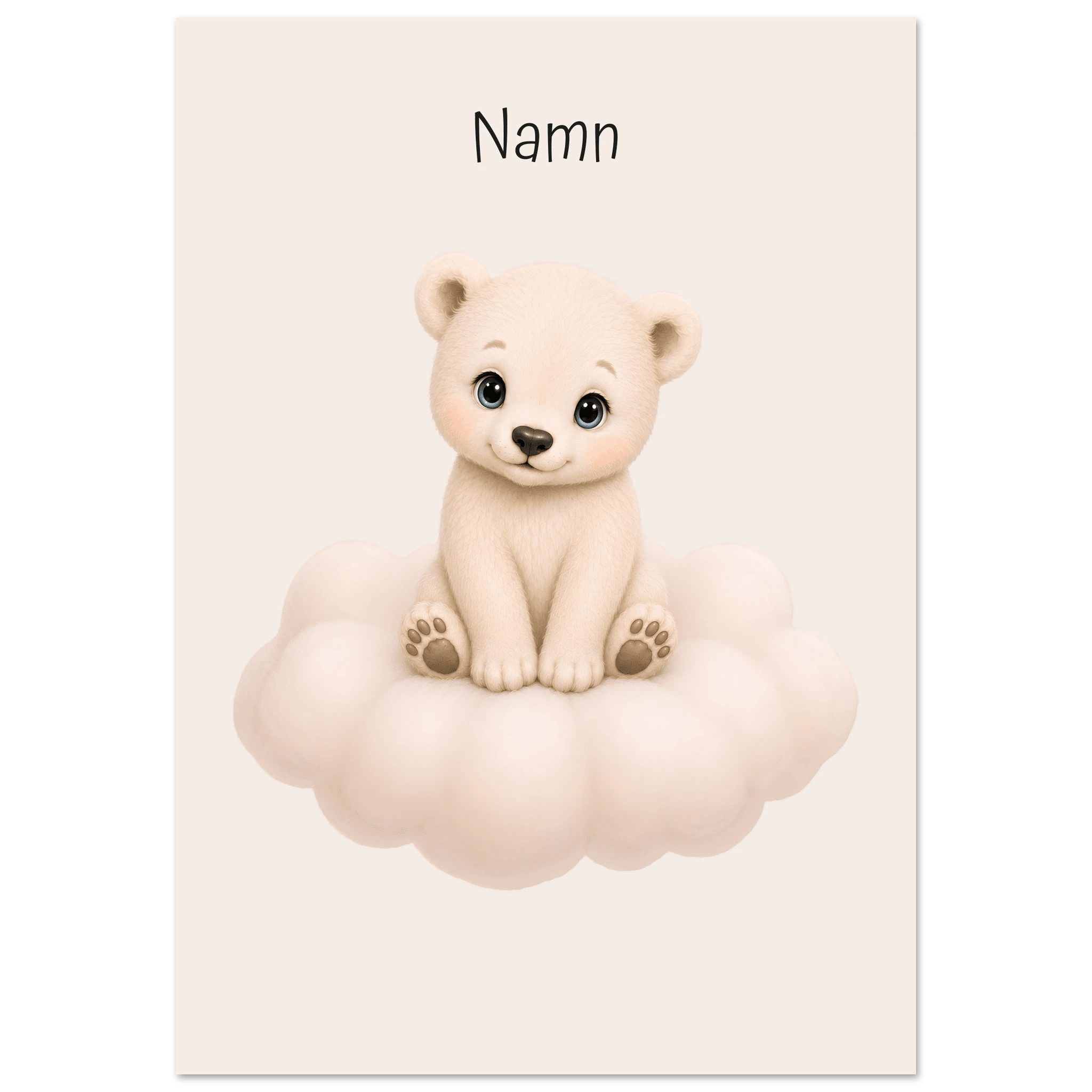 Isbjörn på moln med namn poster
