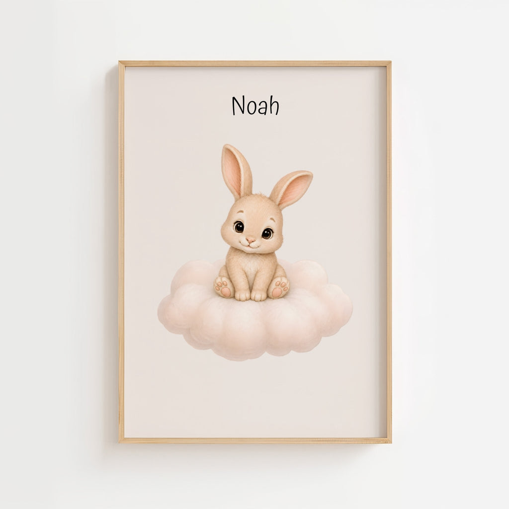 Kanin på moln med namn poster