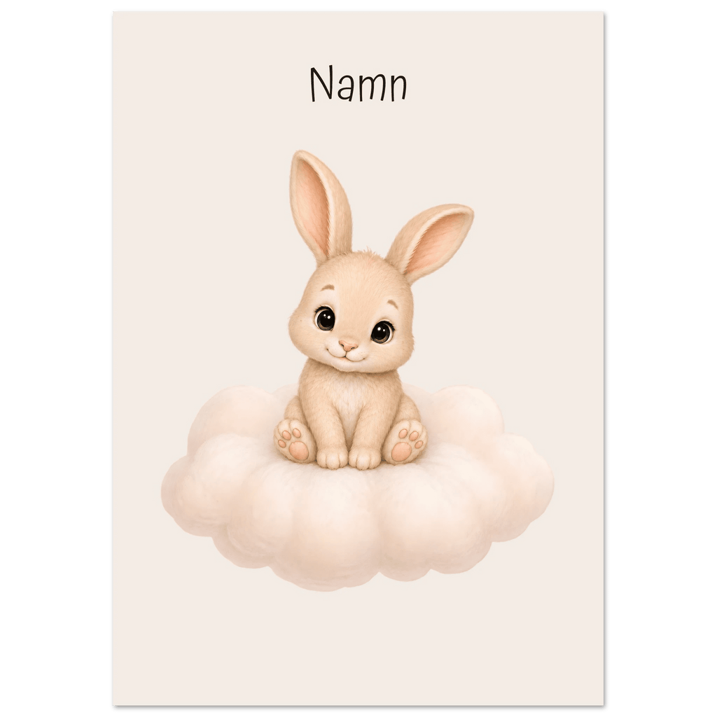 Kanin på moln med namn poster