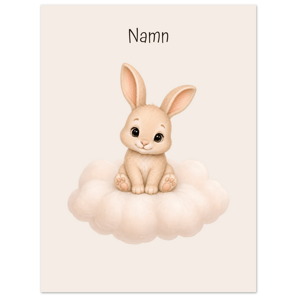 Kanin på moln med namn poster