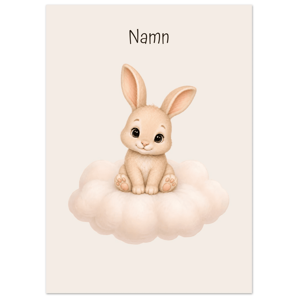 Kanin på moln med namn poster
