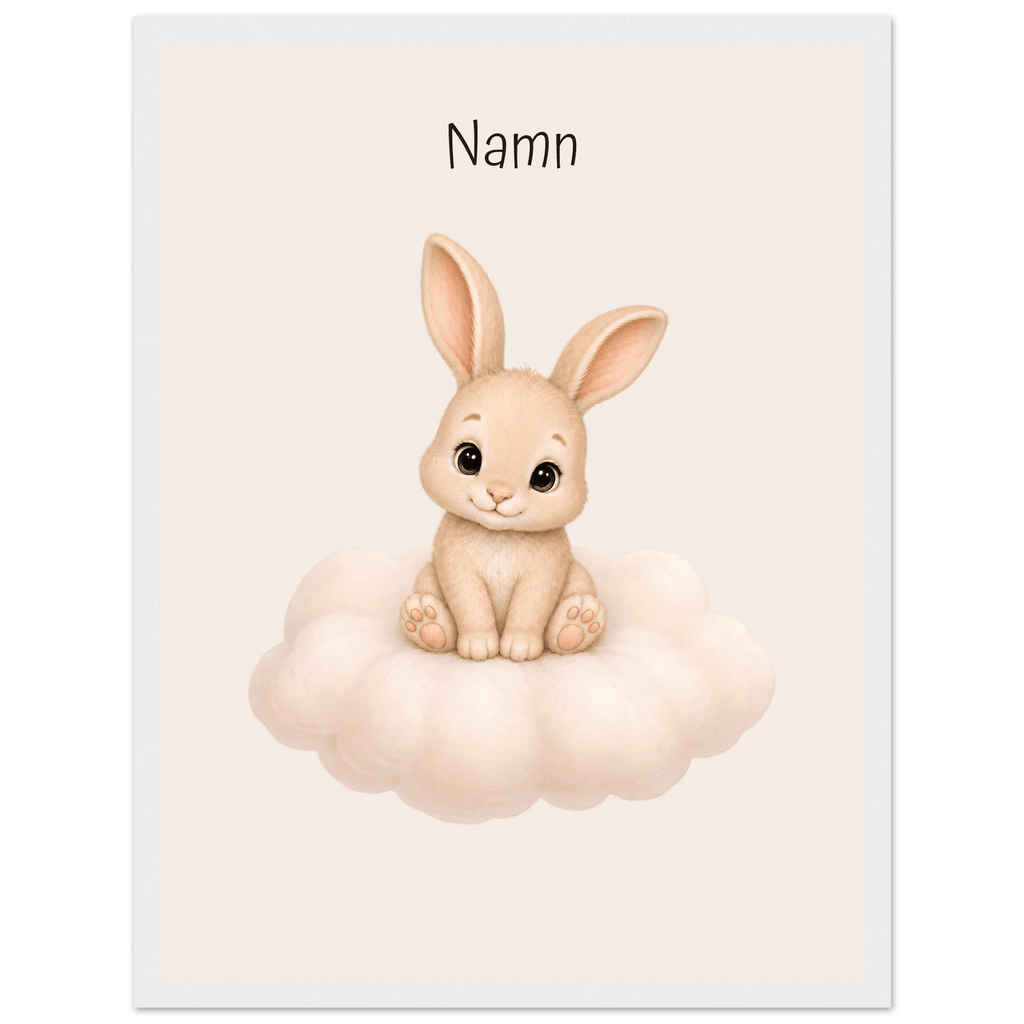 Kanin på moln med namn poster