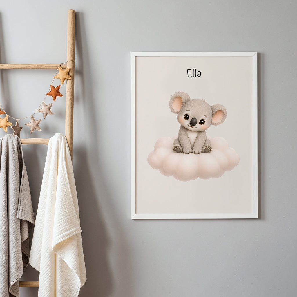 Koala på moln med namn poster