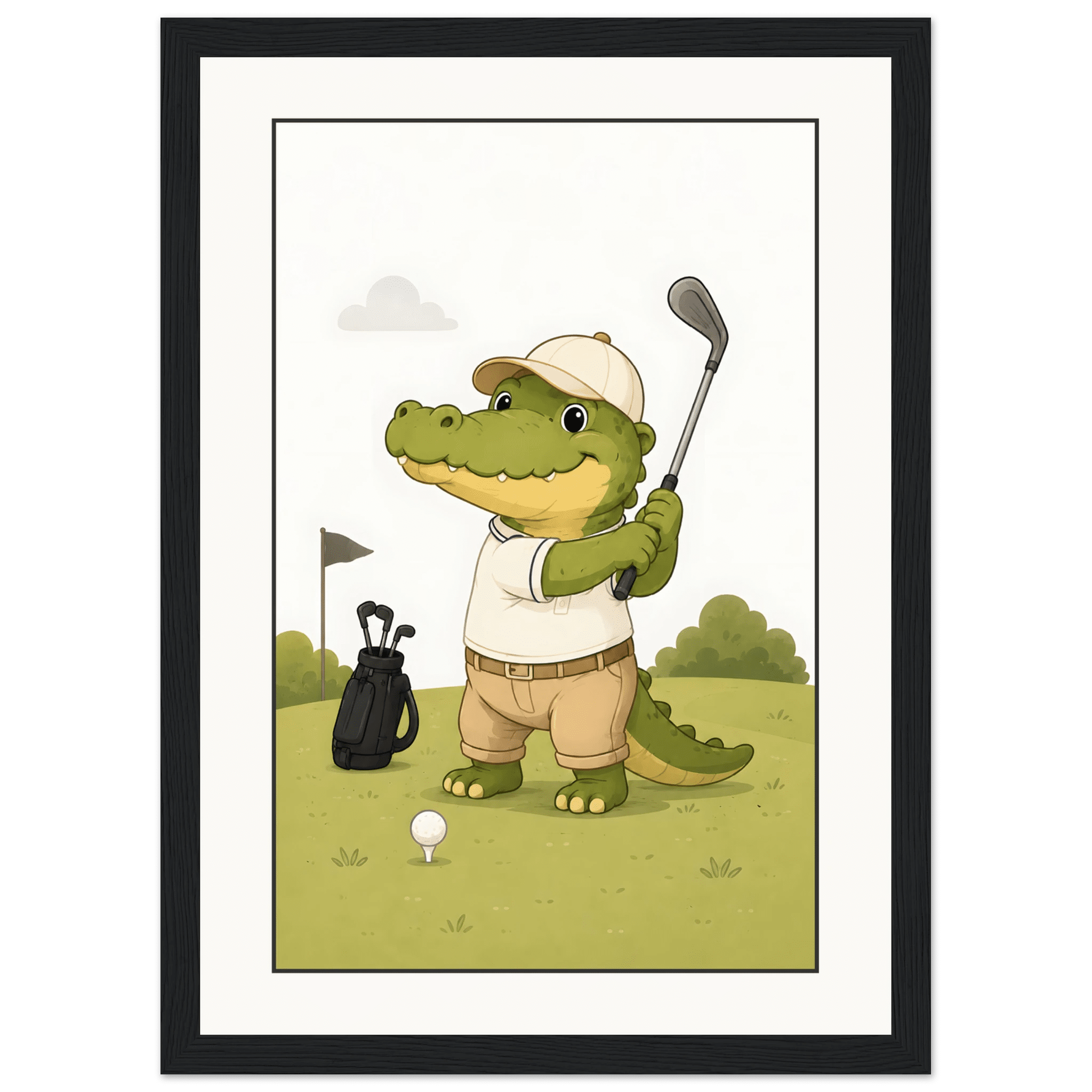 Krokodil spelar golf poster