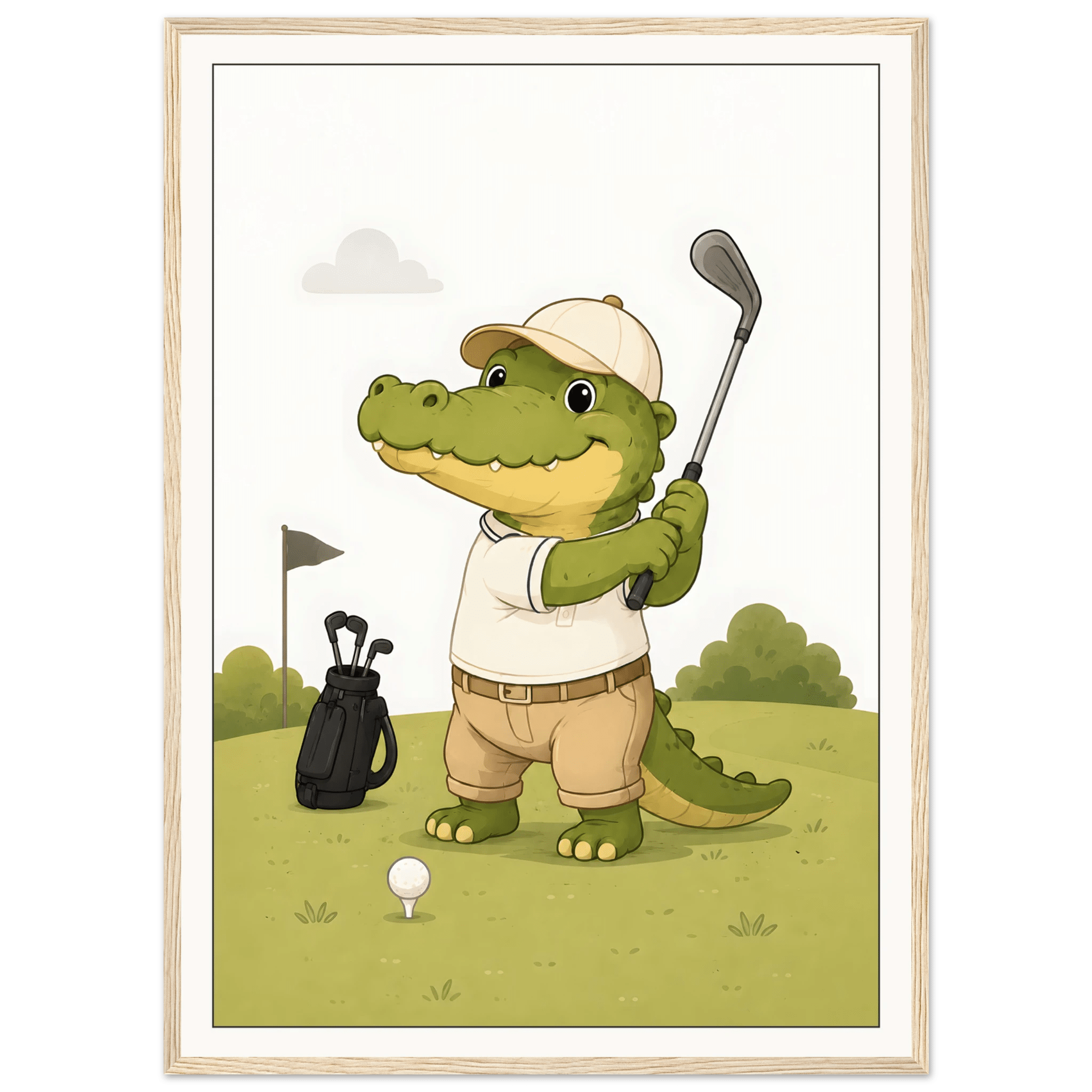 Krokodil spelar golf poster