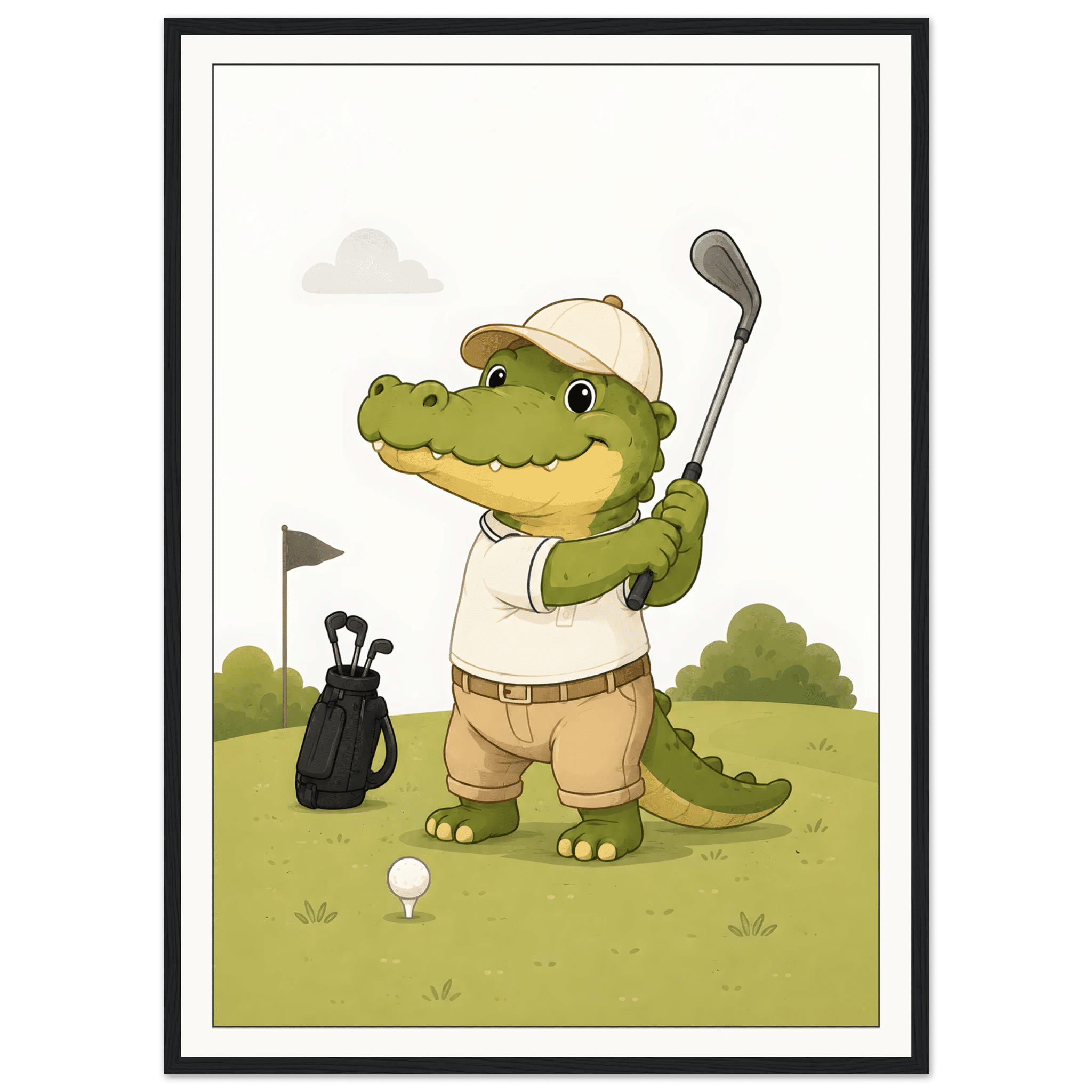 Krokodil spelar golf poster