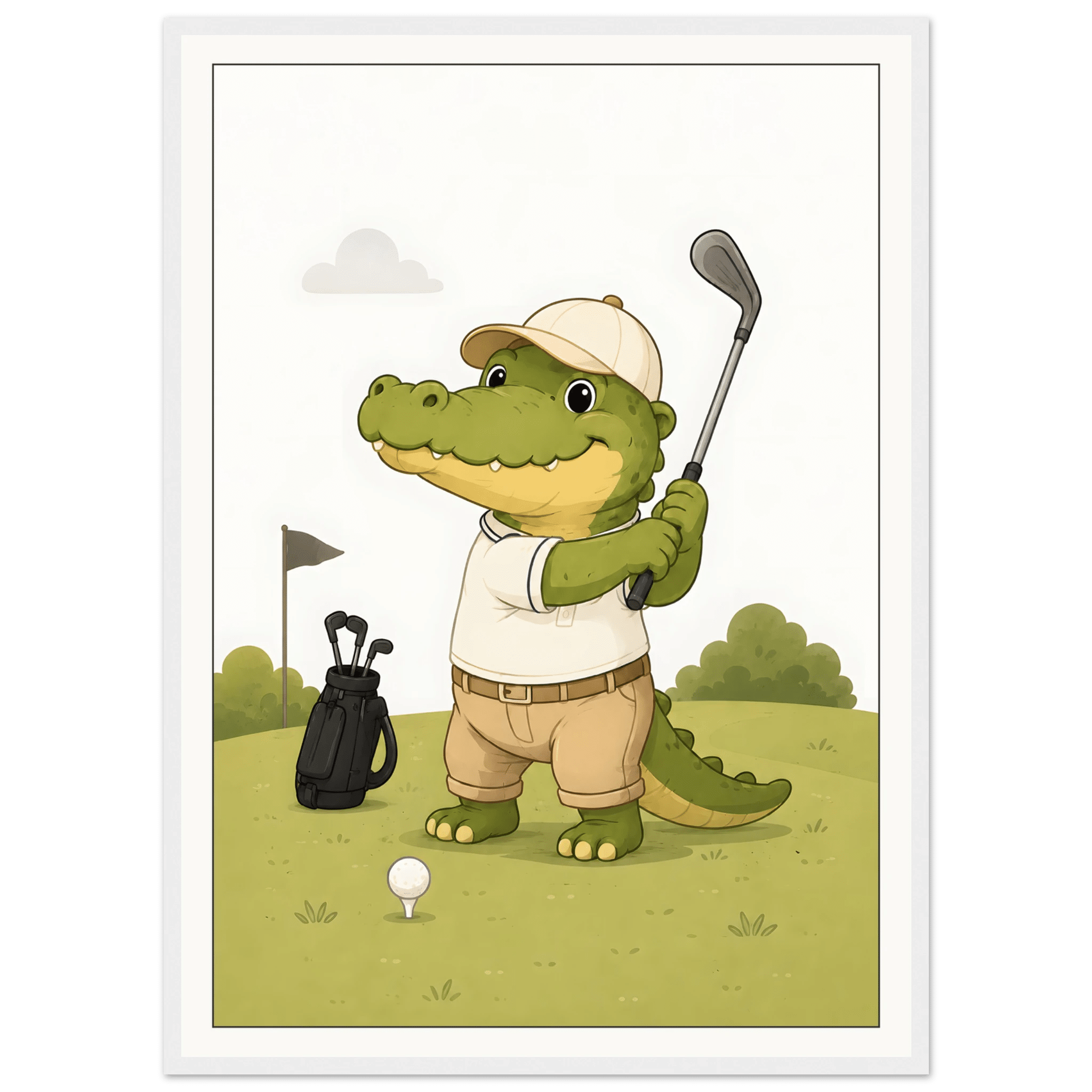 Krokodil spelar golf poster