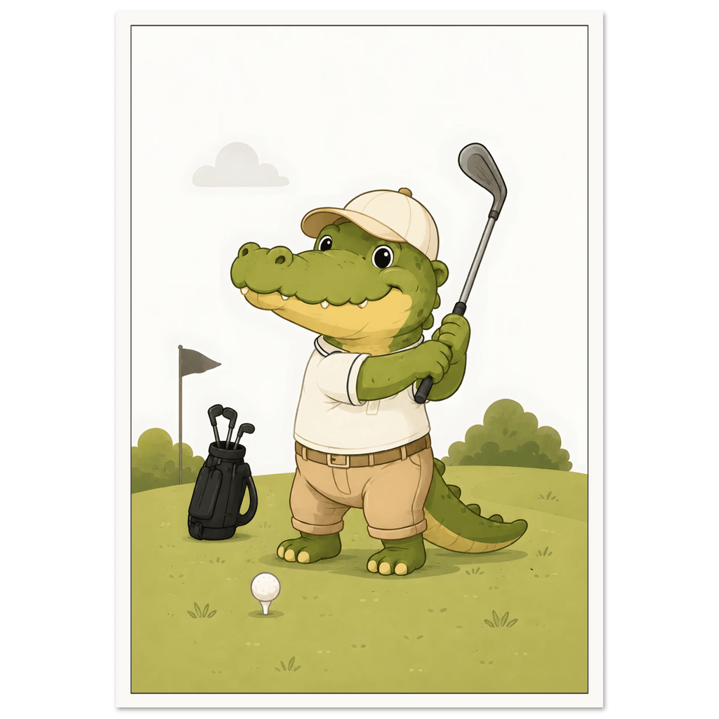 Krokodil spelar golf poster