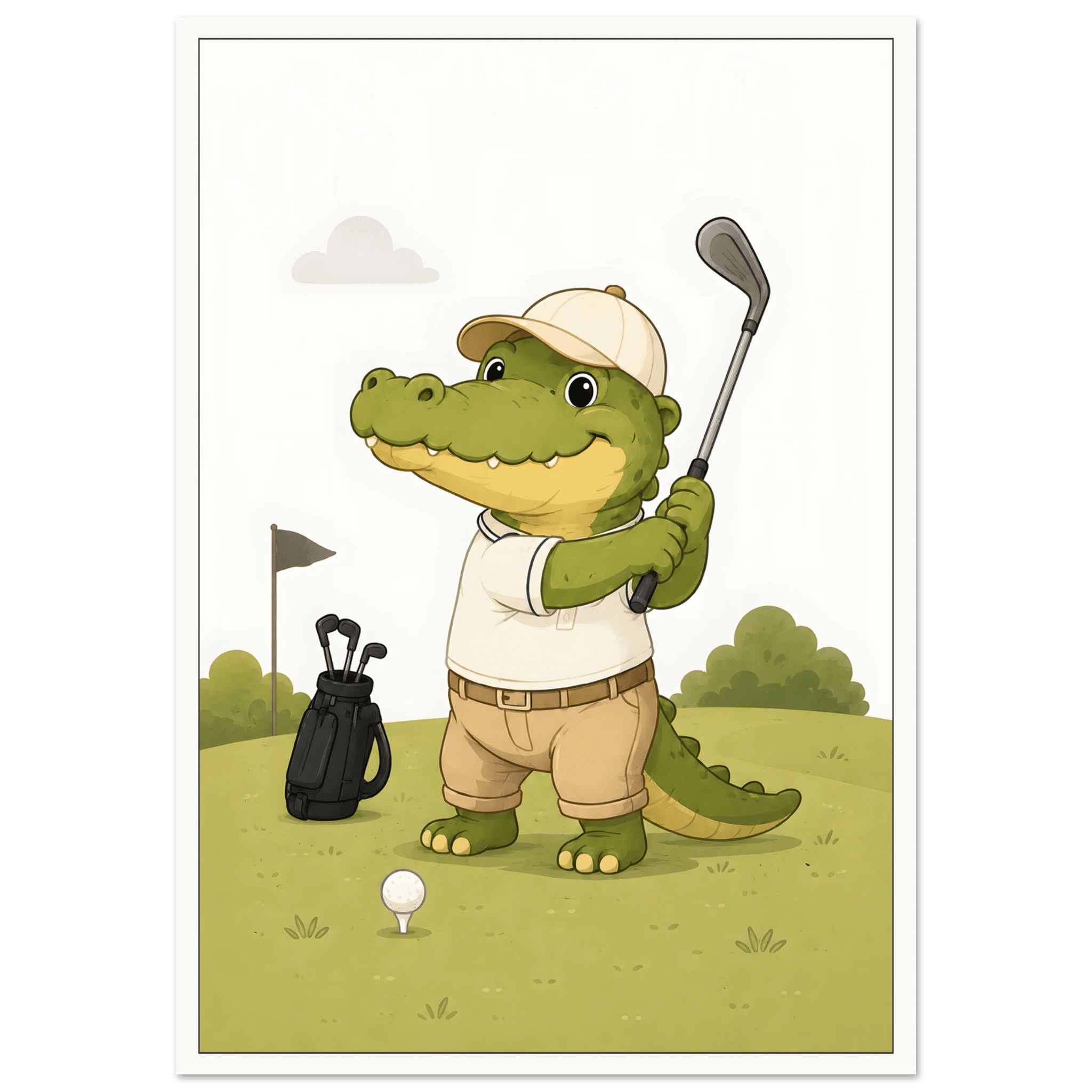 Krokodil spelar golf poster