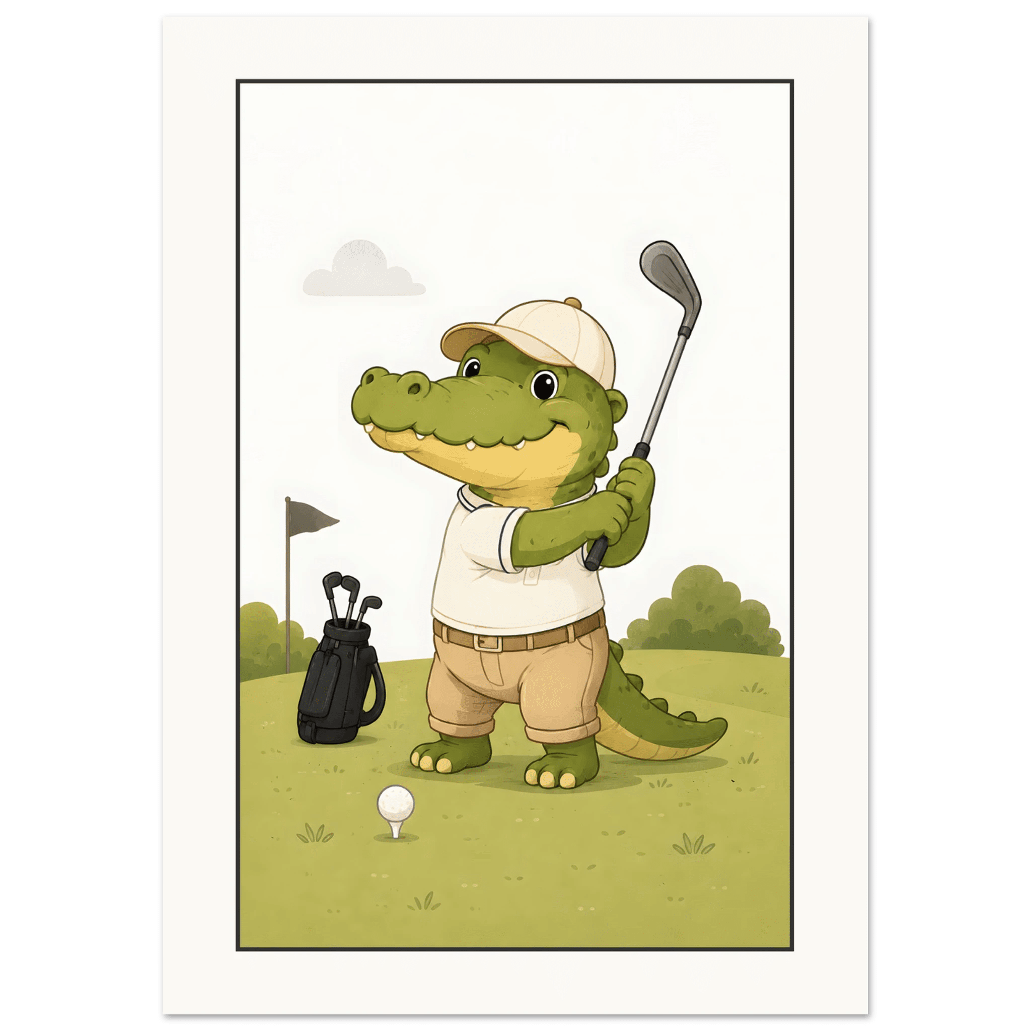 Krokodil spelar golf poster