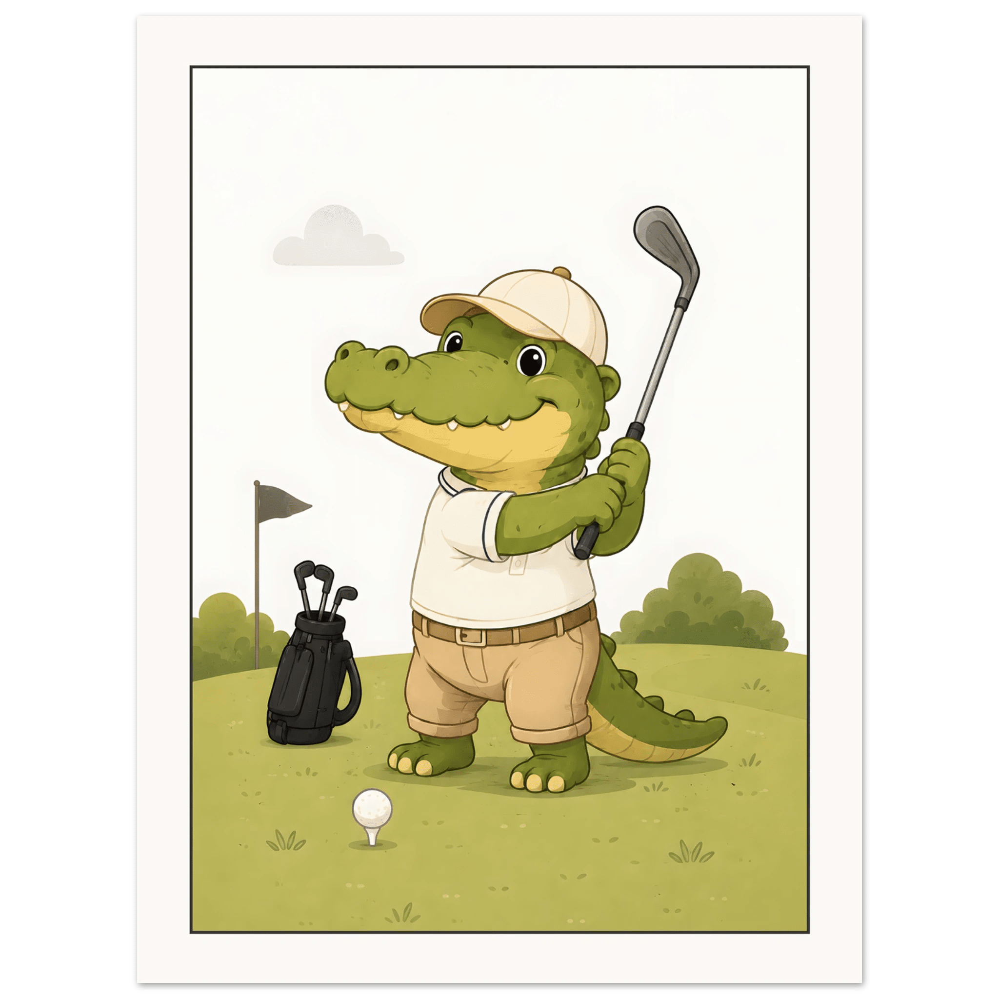 Krokodil spelar golf poster
