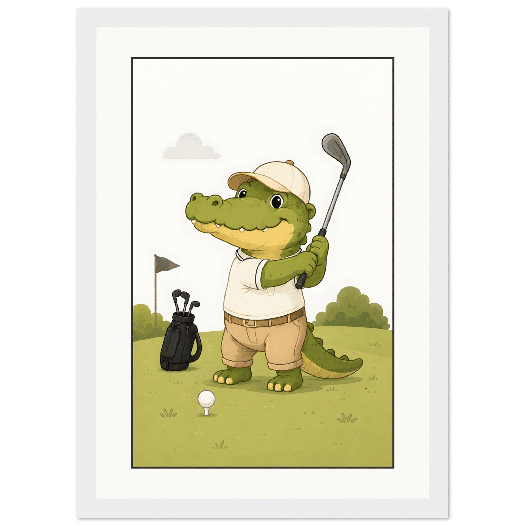 Krokodil spelar golf poster