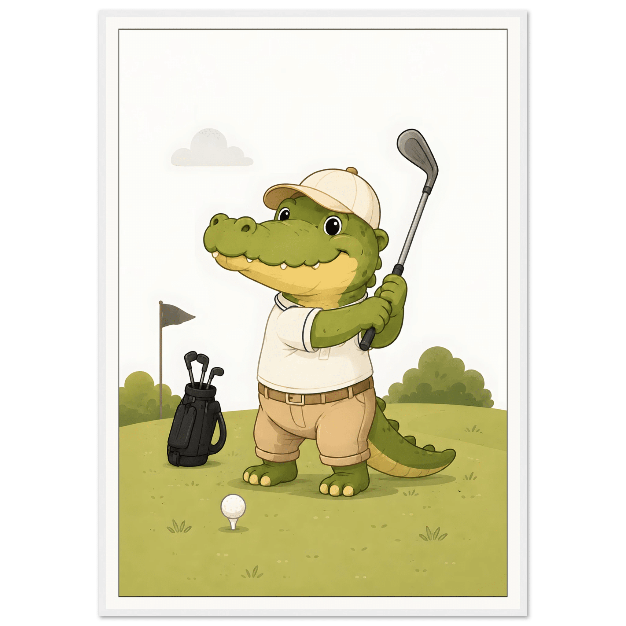 Krokodil spelar golf poster