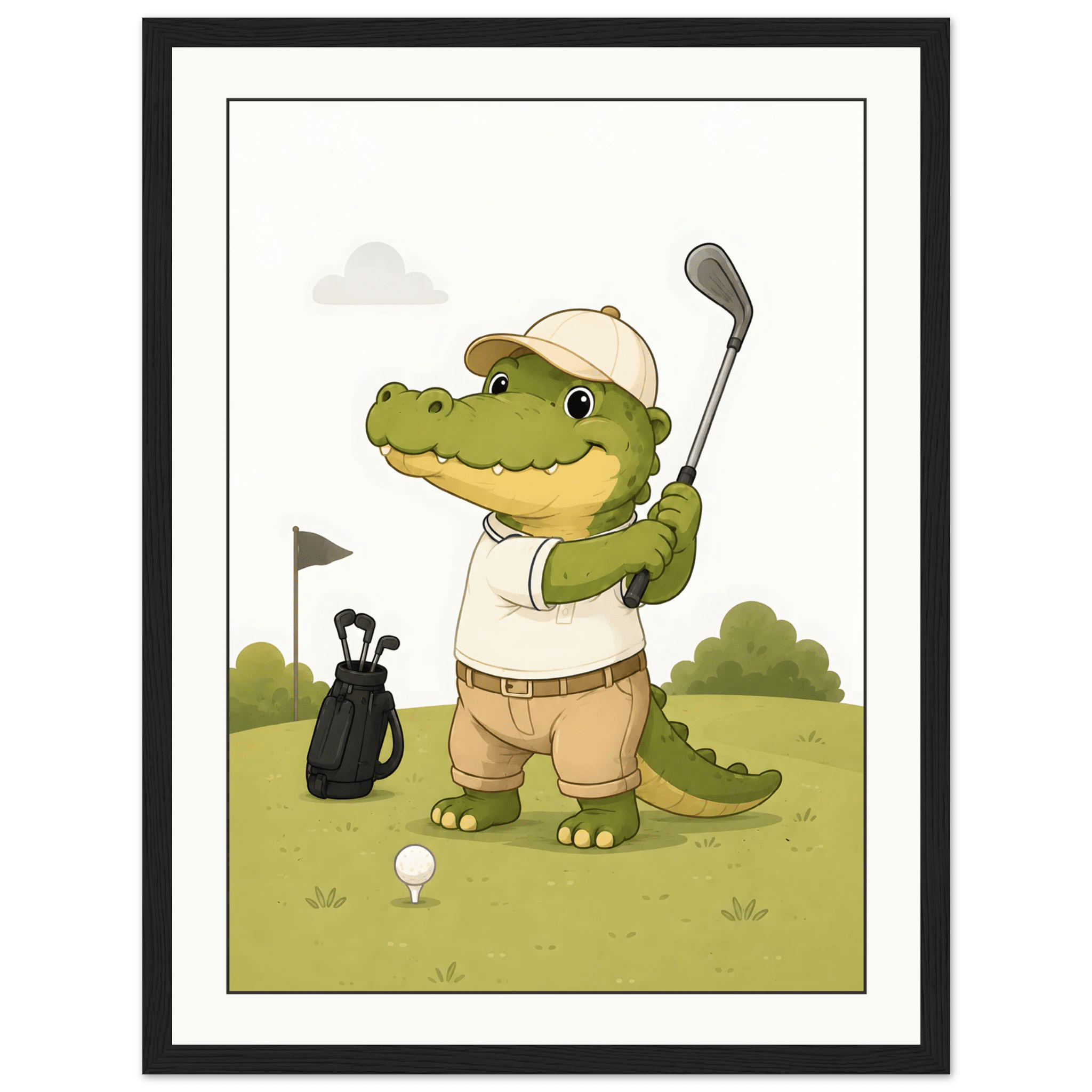 Krokodil spelar golf poster