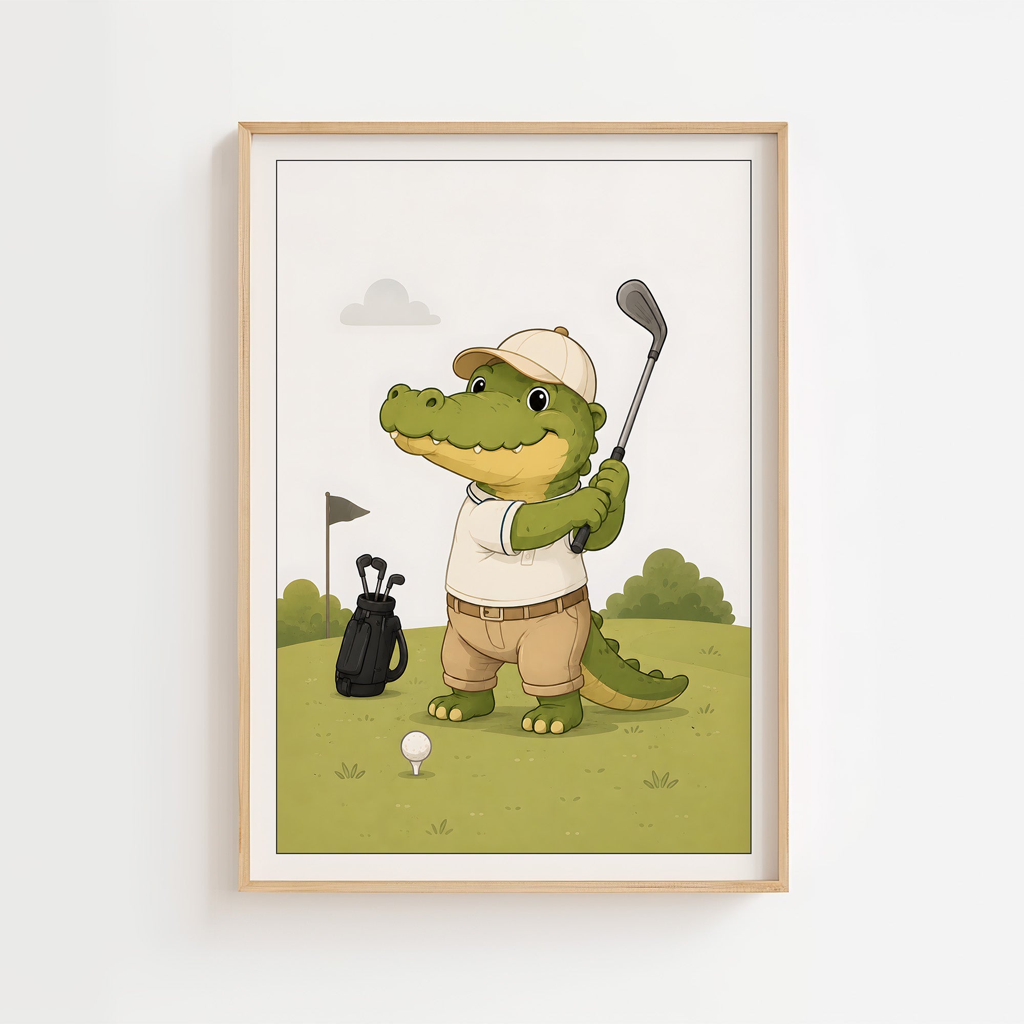 Krokodil spelar golf poster