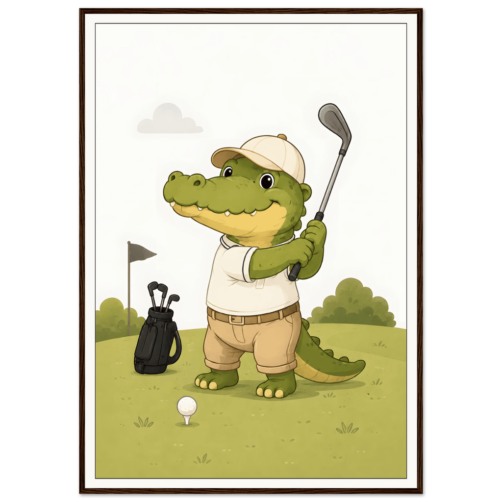 Krokodil spelar golf poster