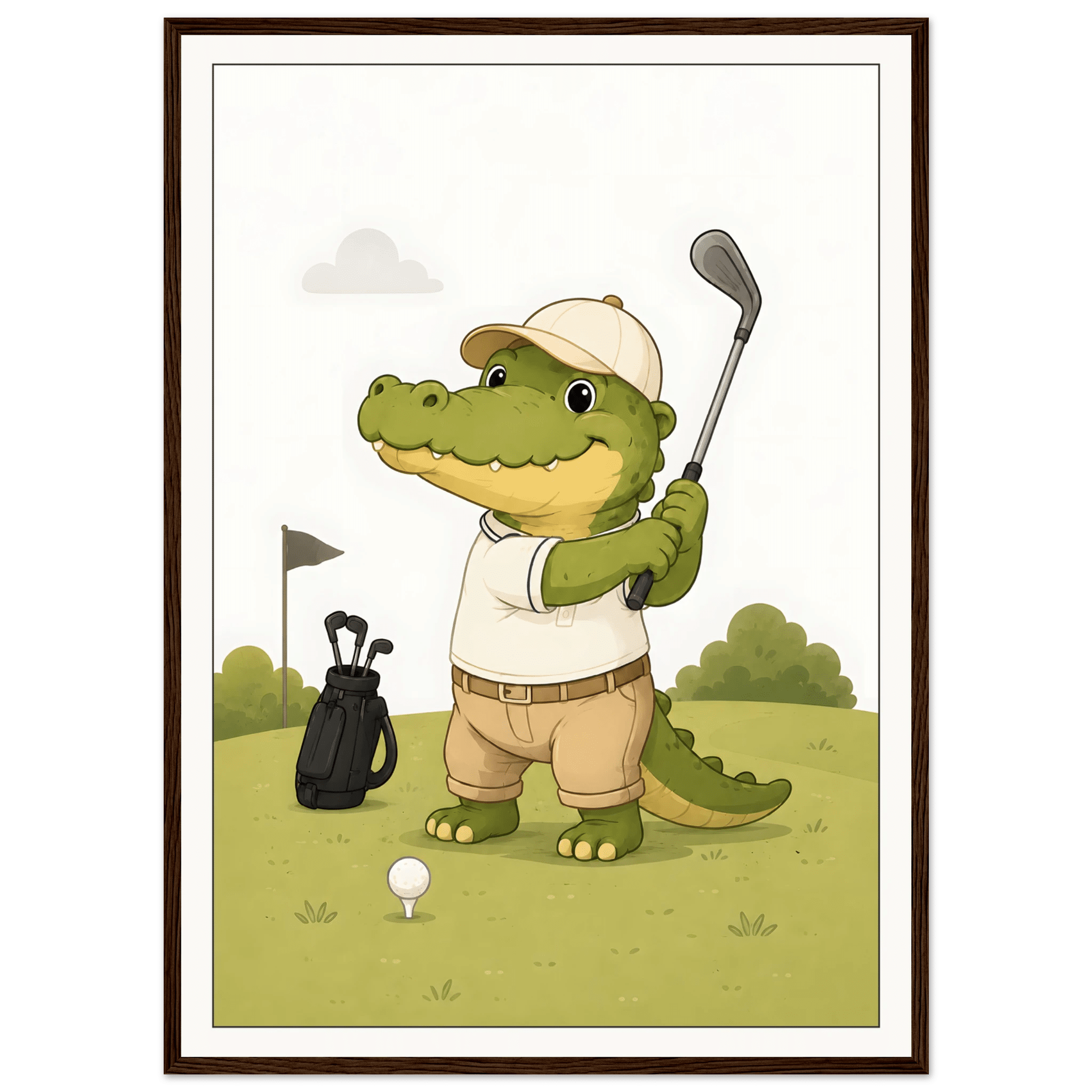 Krokodil spelar golf poster
