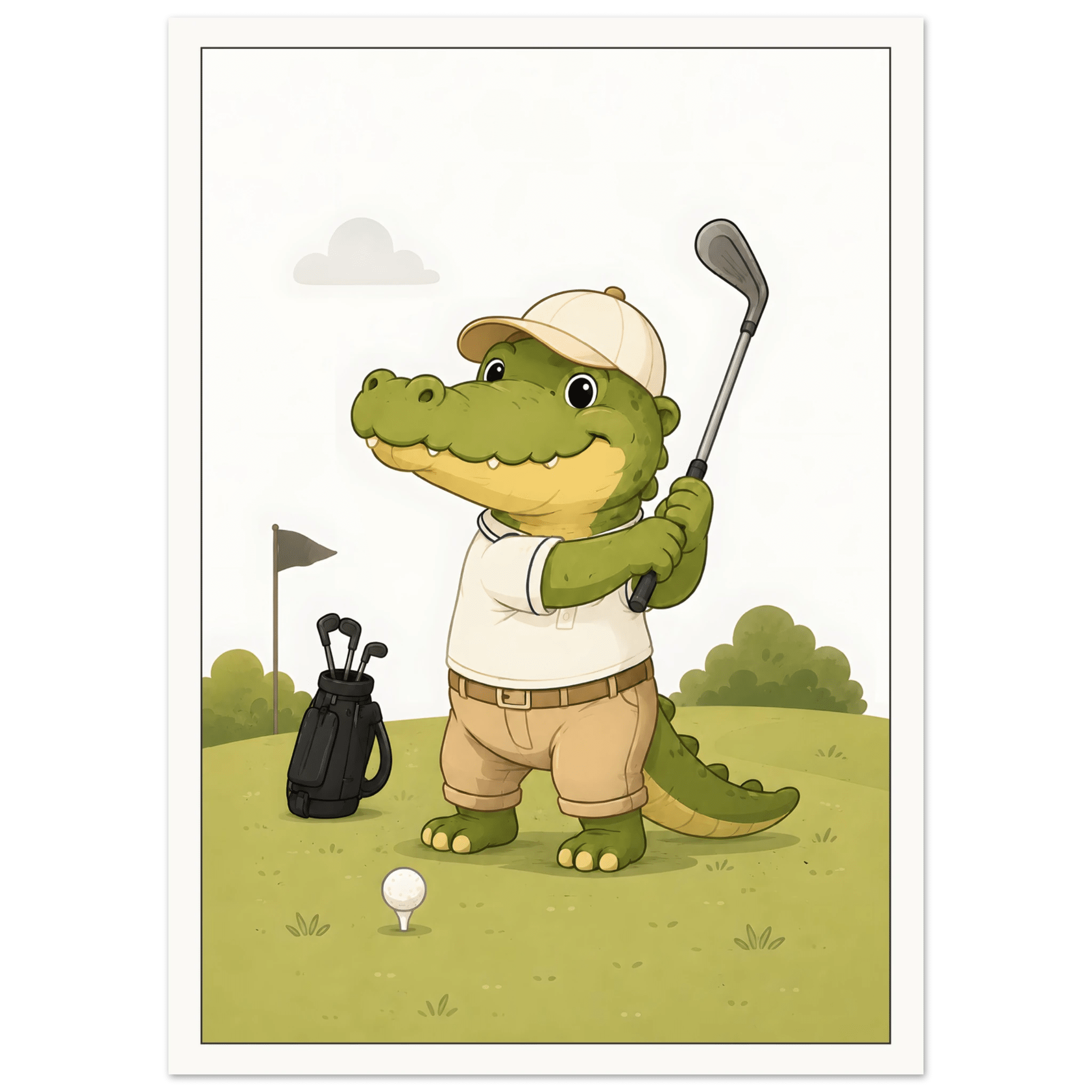 Krokodil spelar golf poster
