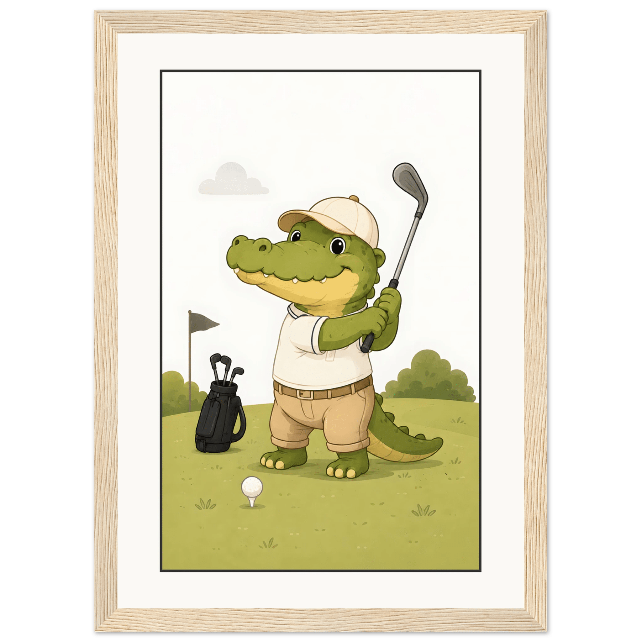 Krokodil spelar golf poster