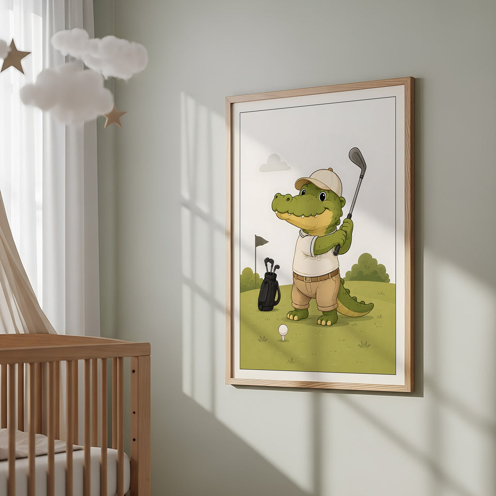 Krokodil spelar golf poster
