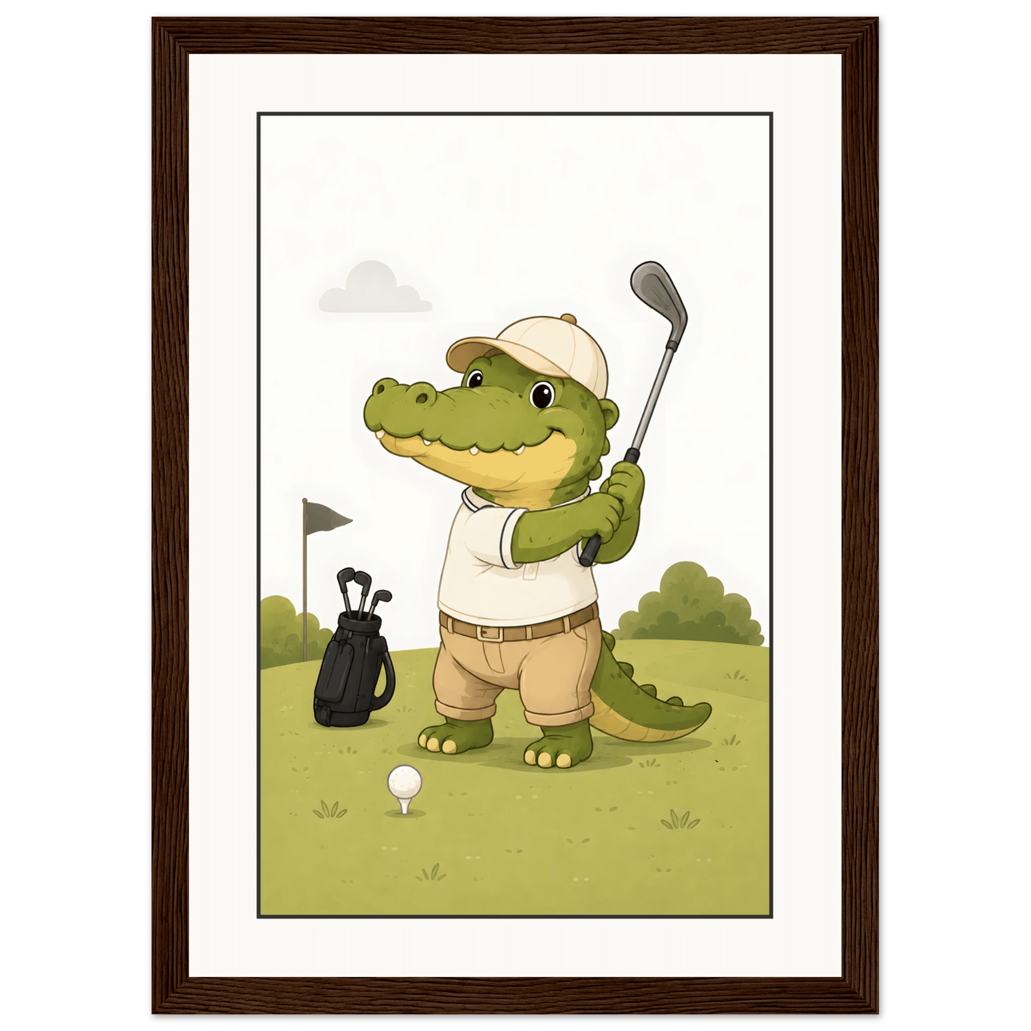 Krokodil spelar golf poster