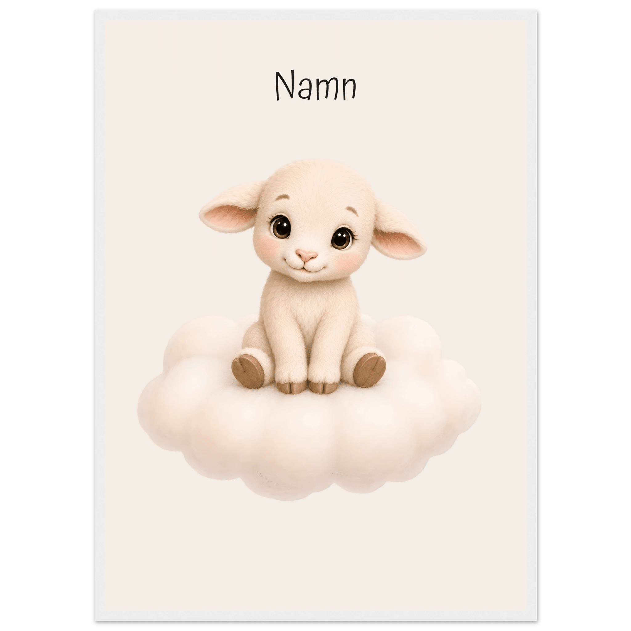 Lamm på moln med namn poster