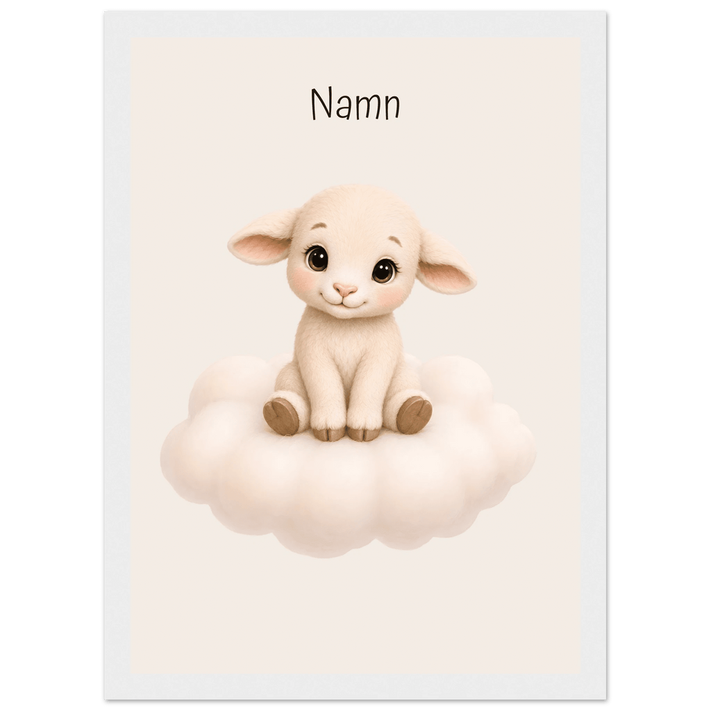 Lamm på moln med namn poster