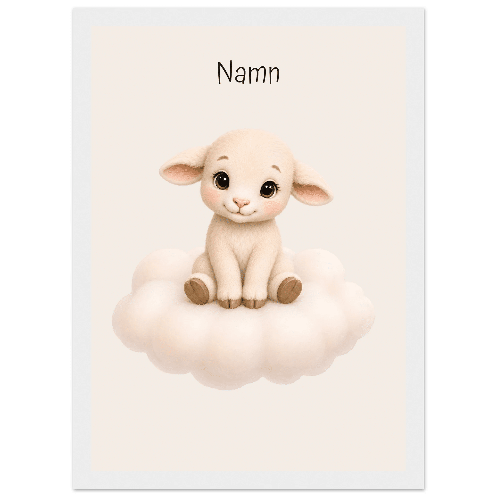 Lamm på moln med namn poster
