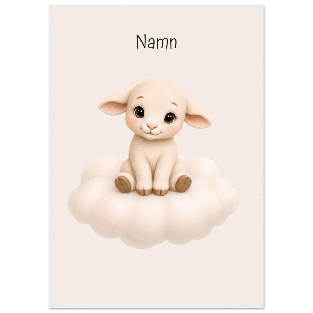 Lamm på moln med namn poster