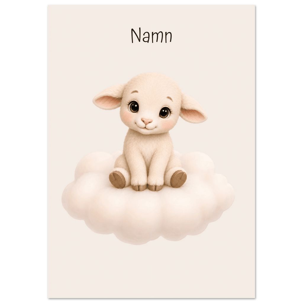 Lamm på moln med namn poster