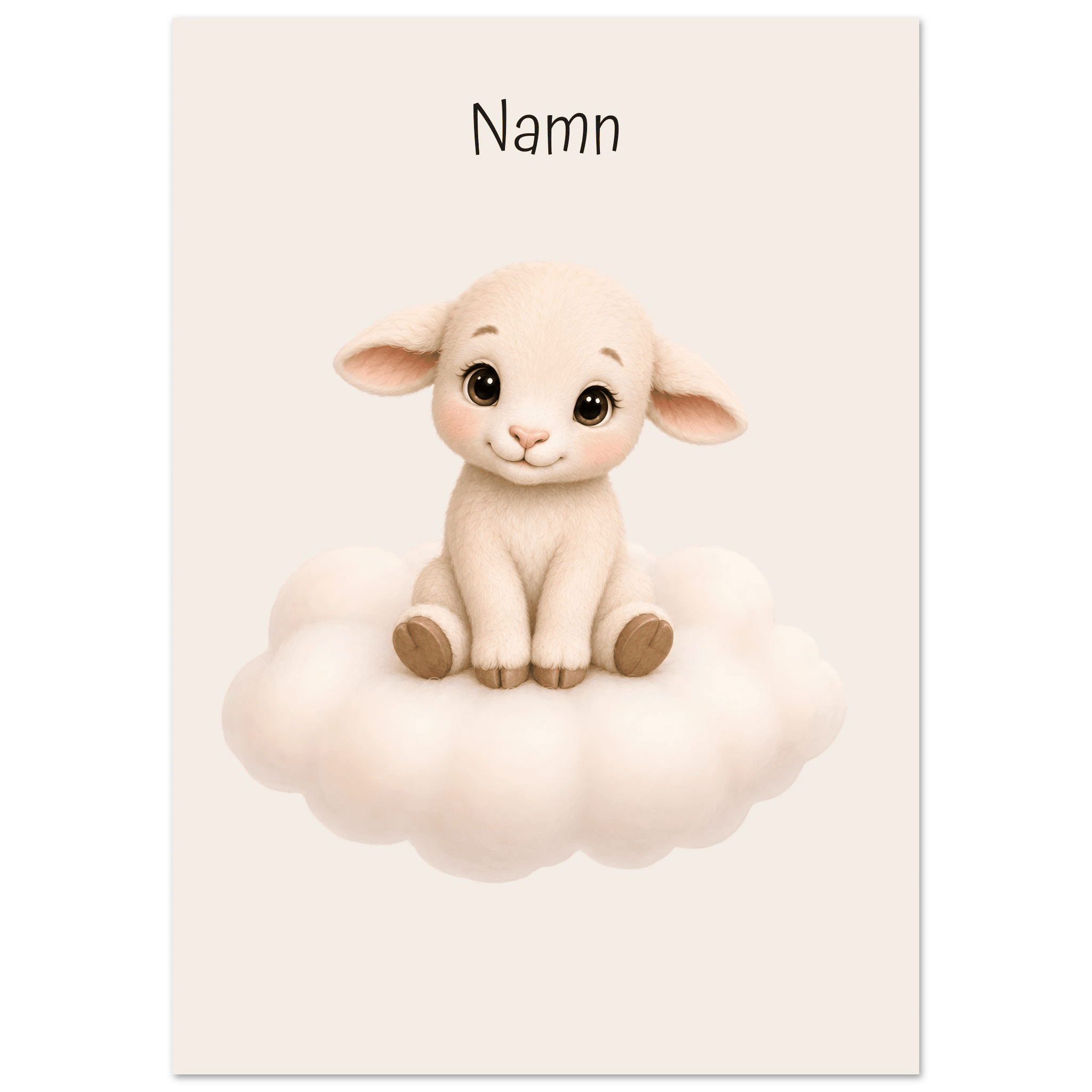 Lamm på moln med namn poster