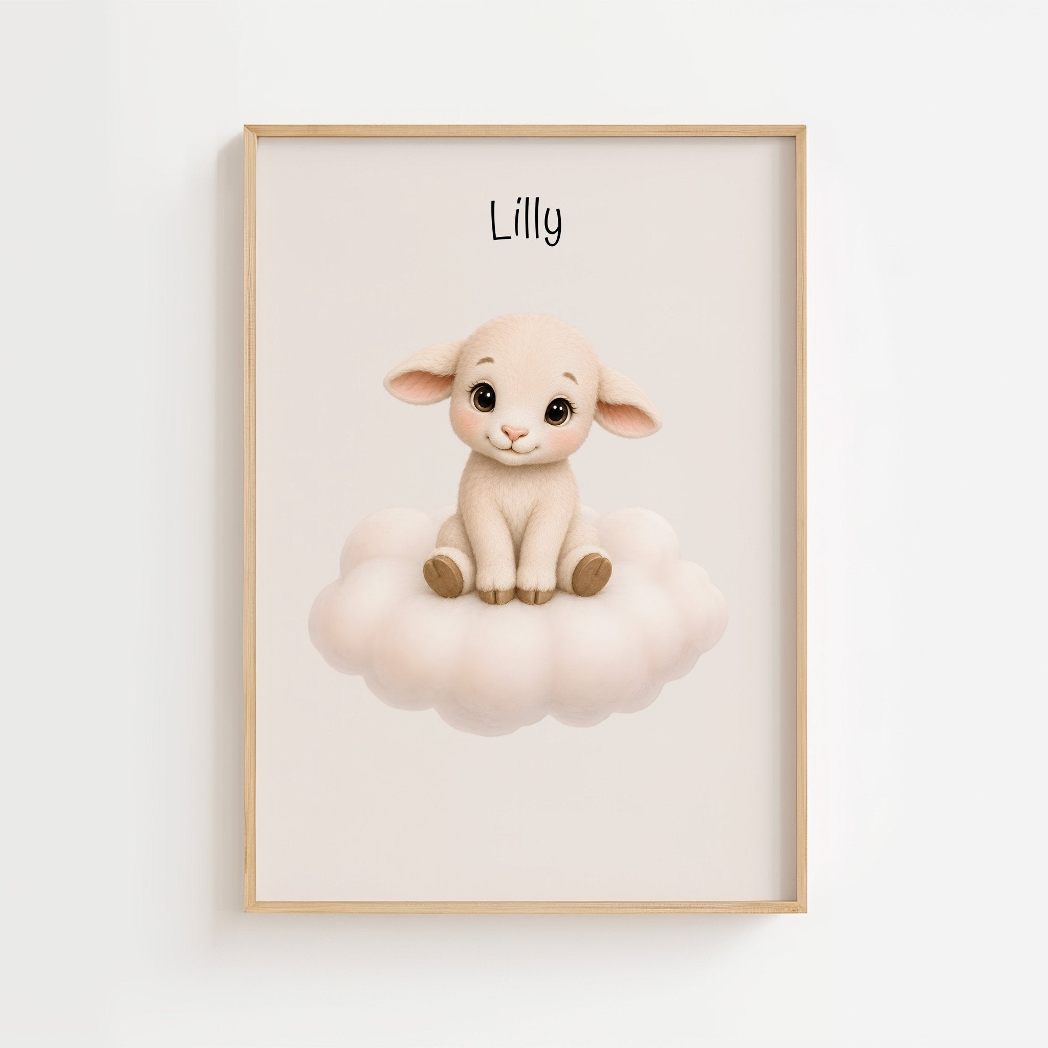 Lamm på moln med namn poster