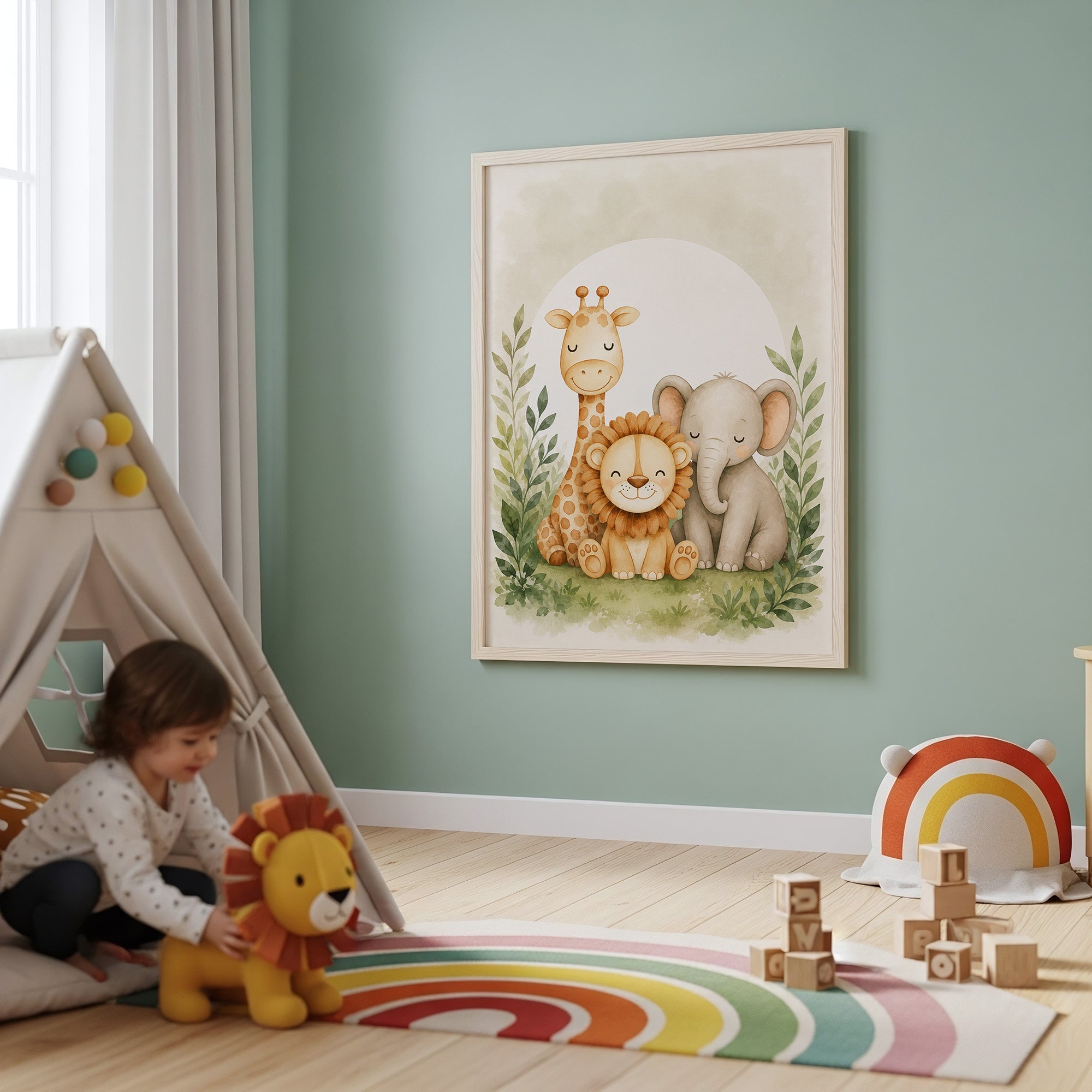 Lejon, elefant giraff poster poster