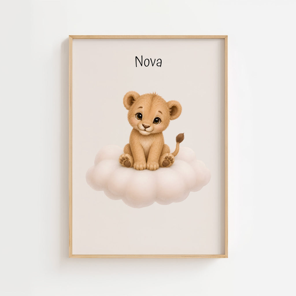 Lejon på moln med namn poster