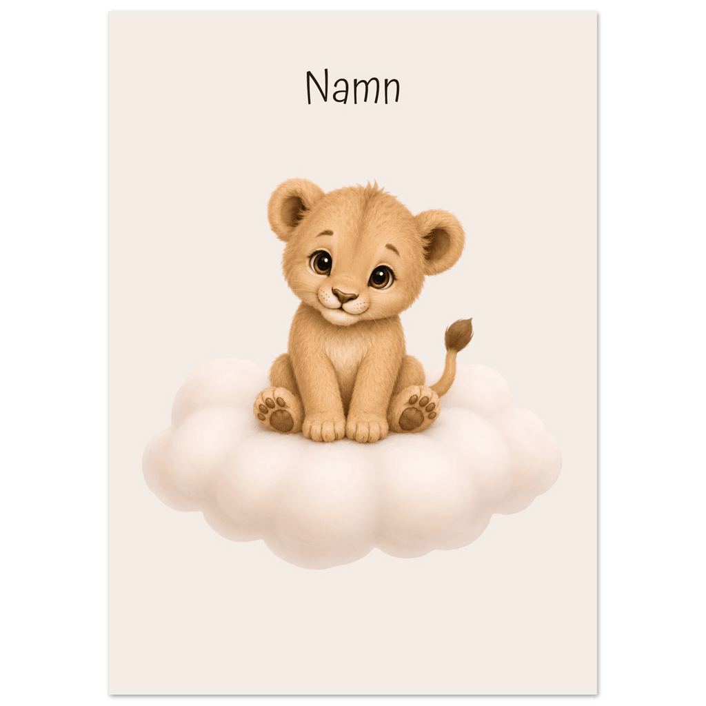 Lejon på moln med namn poster