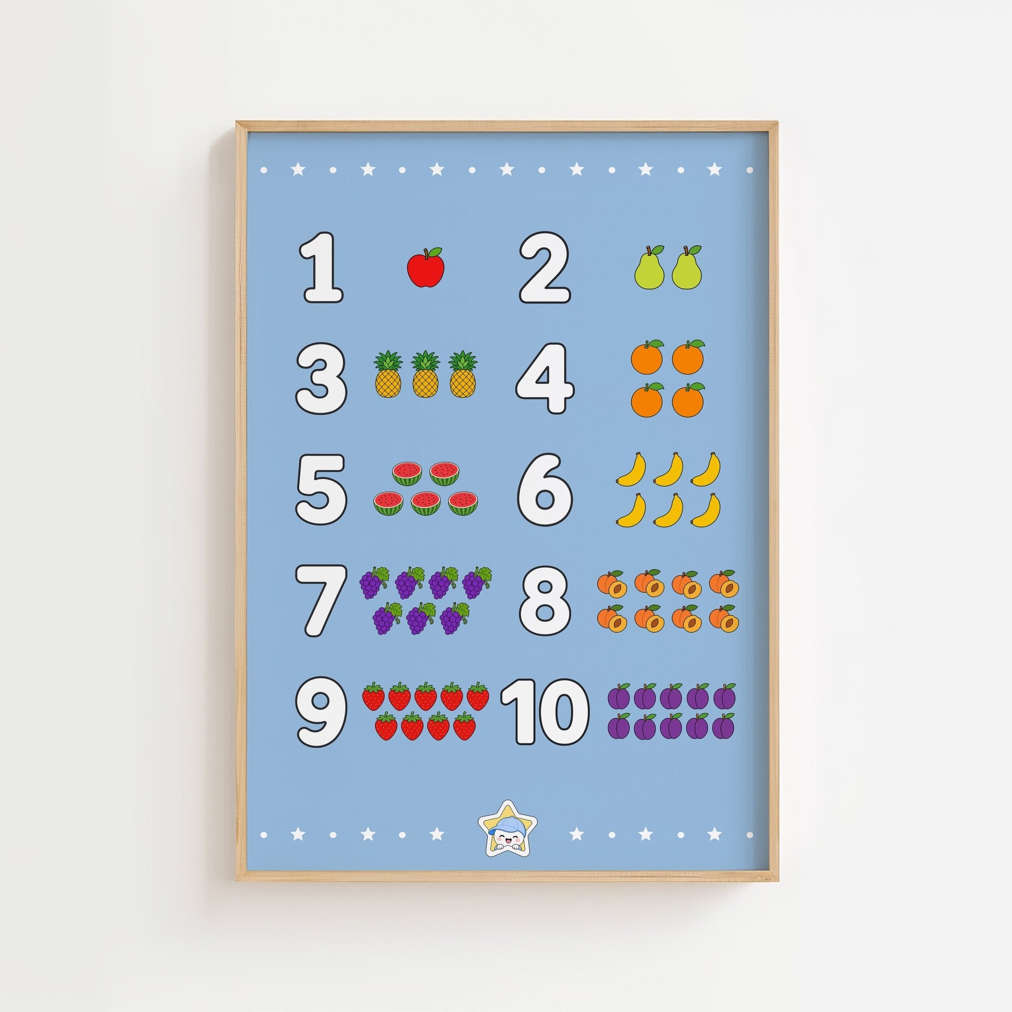 Lilles sifferposter med frukter poster